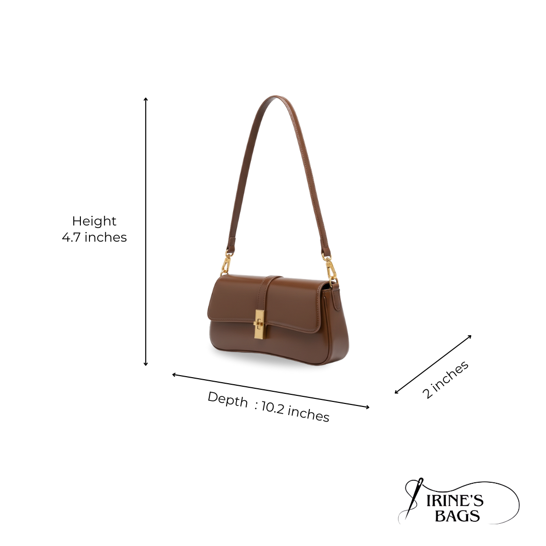 Irene – Premium Leather Vintage-Inspired Baguette Shoulder Bag