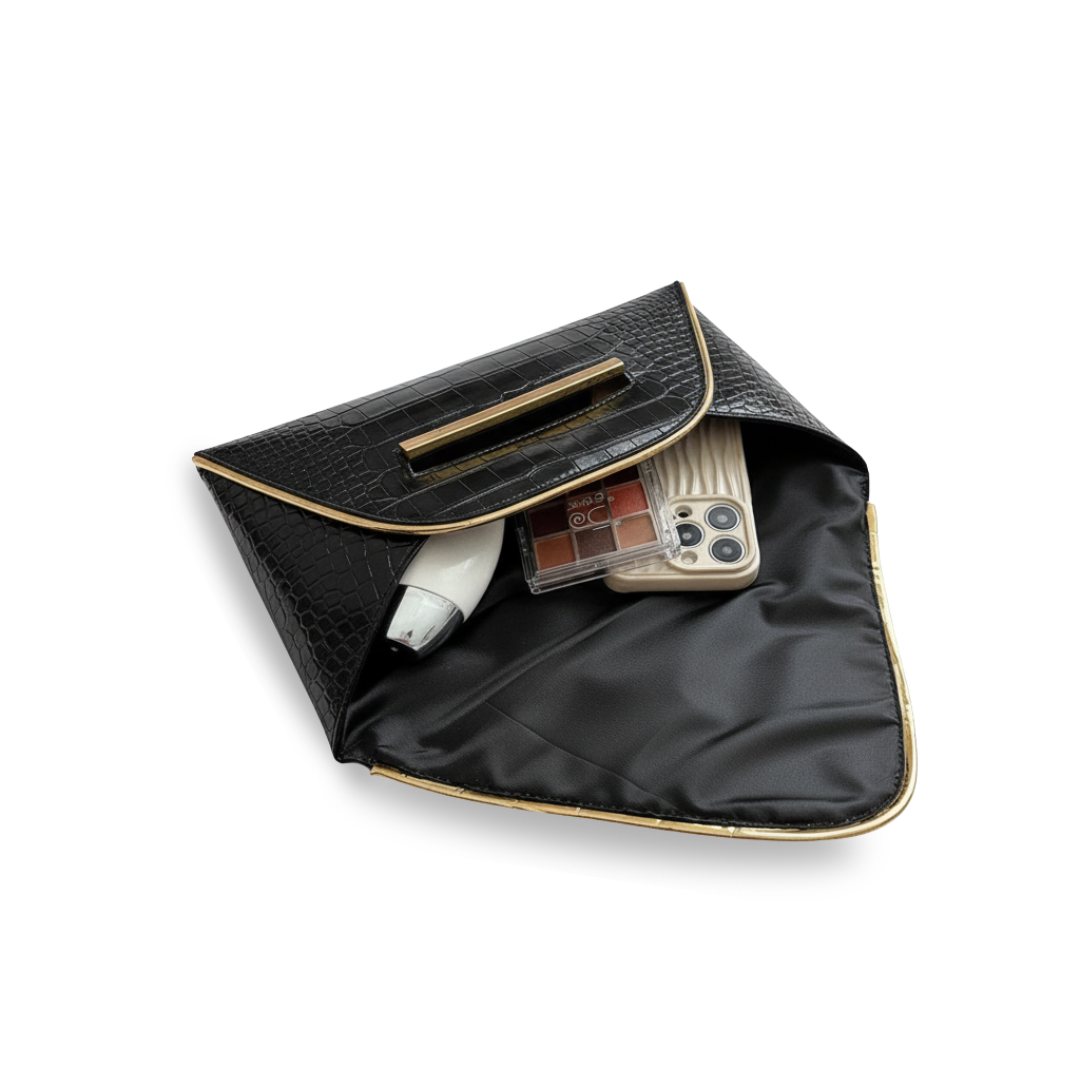 Irene – Leather PU Clutch Bag with Elegant Crocodile Print
