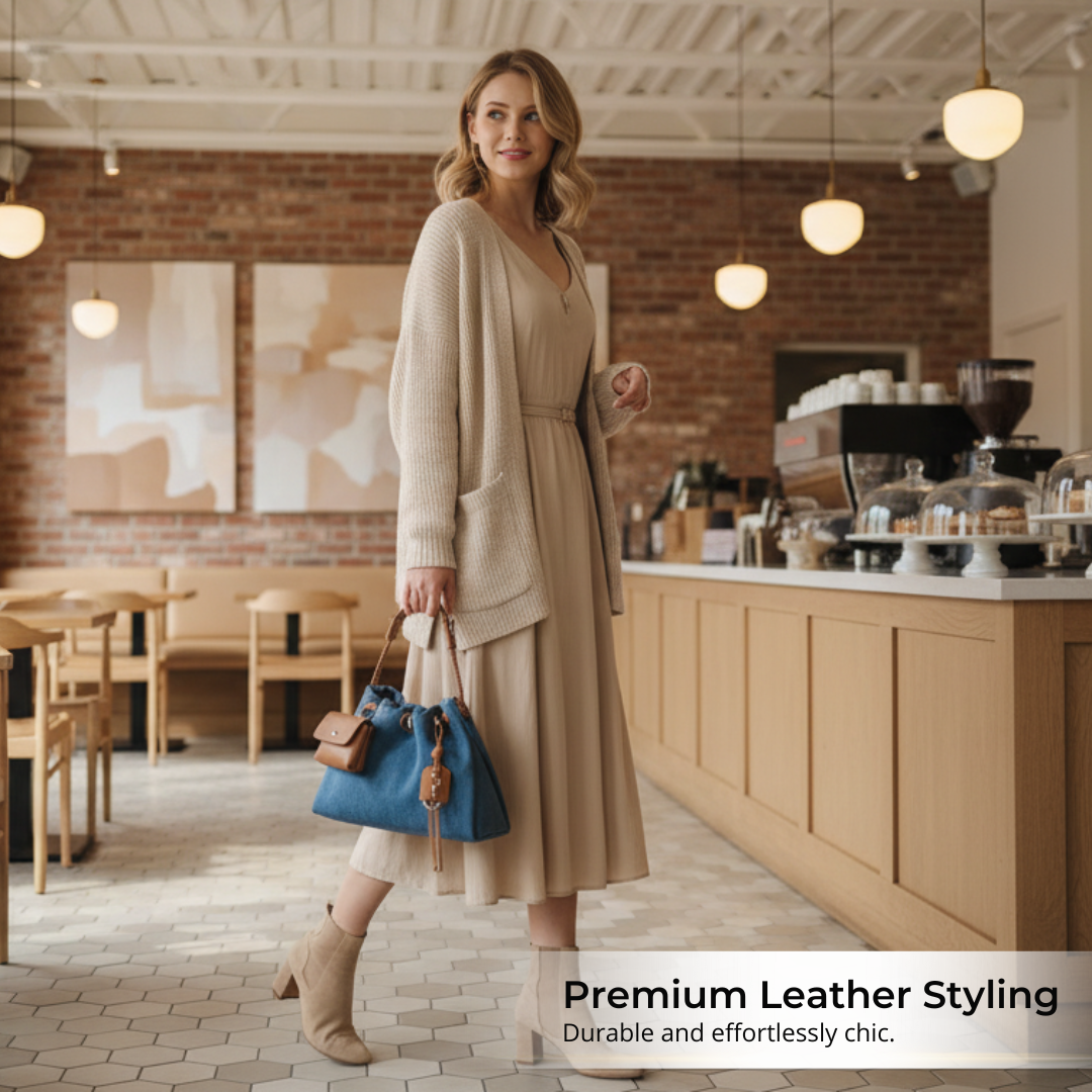 Irene – Hobo Bag in Premium Leather and Denim