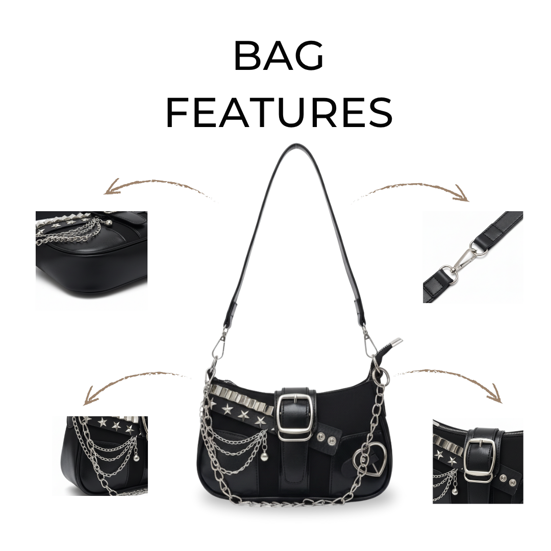 Irene – Star & Moon Leather Chain Crossbody Bag