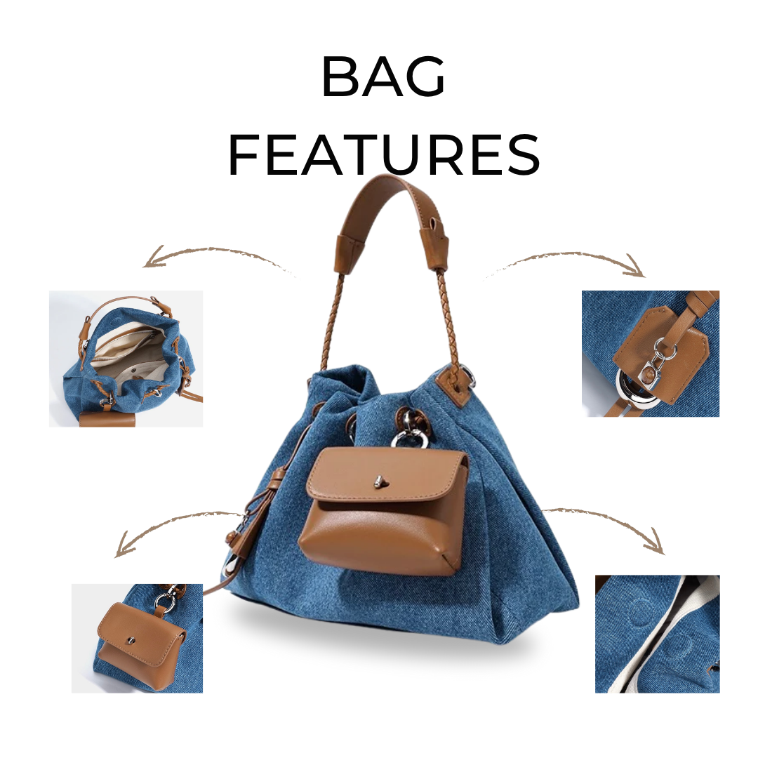 Irene – Hobo Bag in Premium Leather and Denim