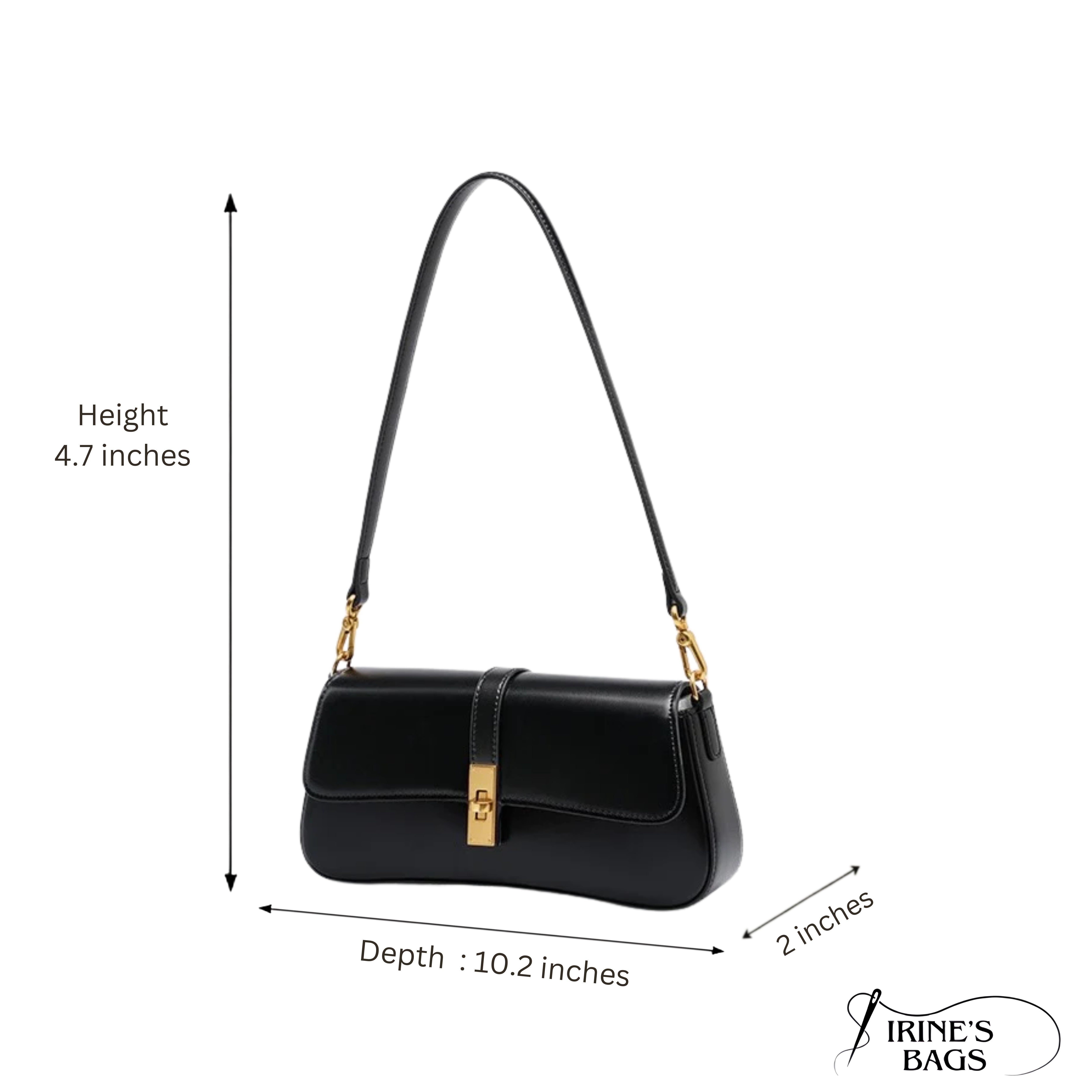 Irene – Vintage-Inspired Genuine Leather Baguette Shoulder Bag