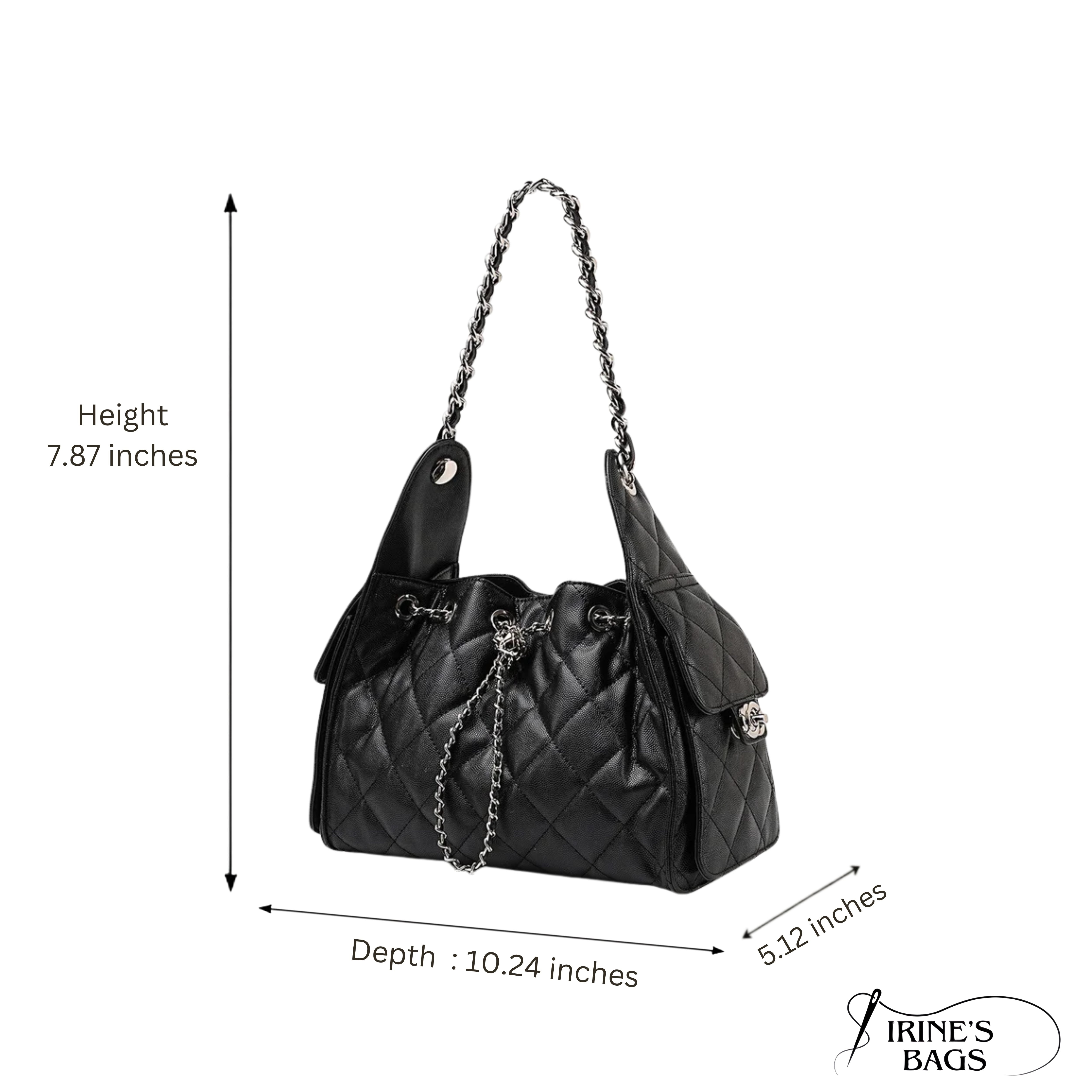 Irene – Classic Caviar Pattern Leather Bucket Crossbody Bag