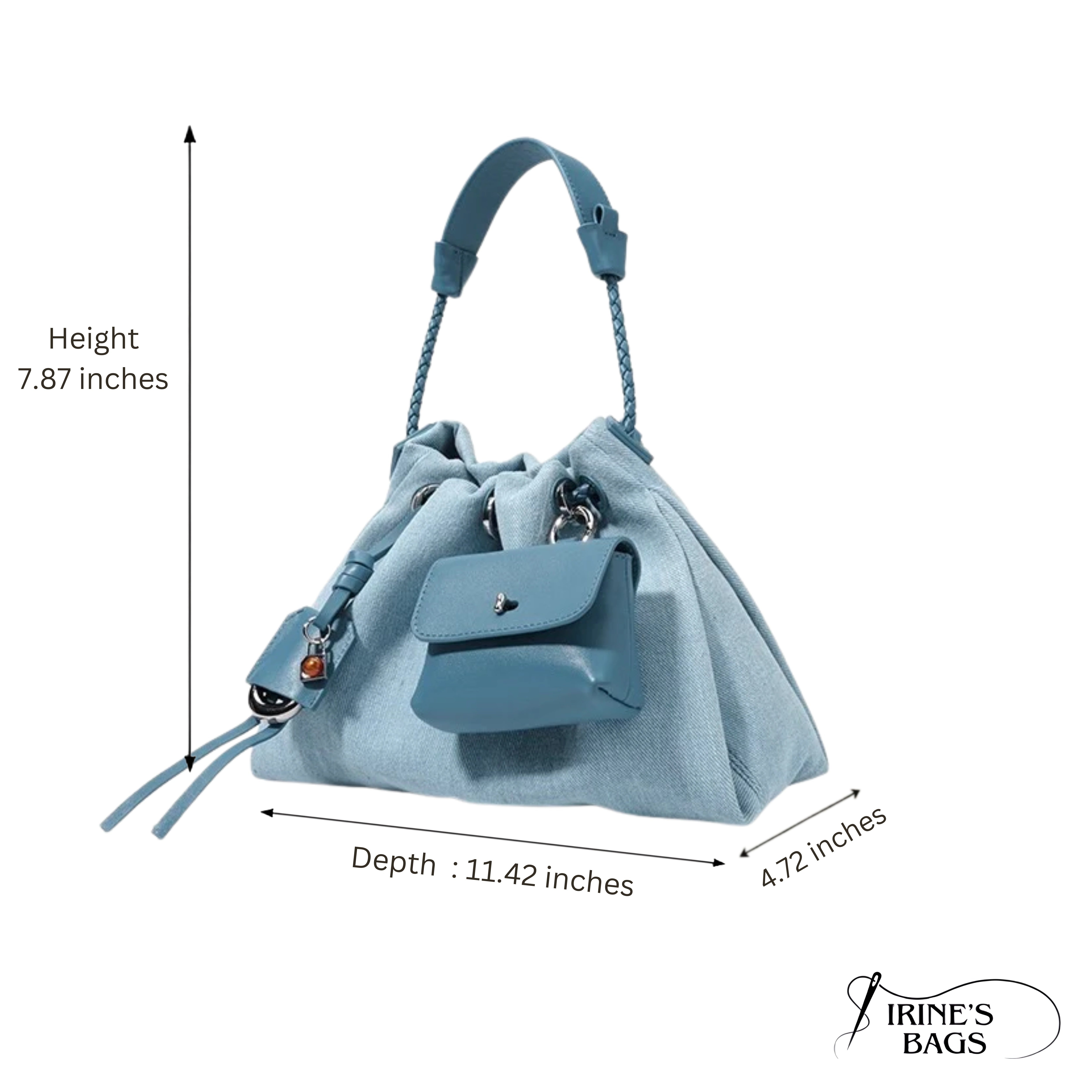 Irene– Unique Denim & Leather Hobo Bag