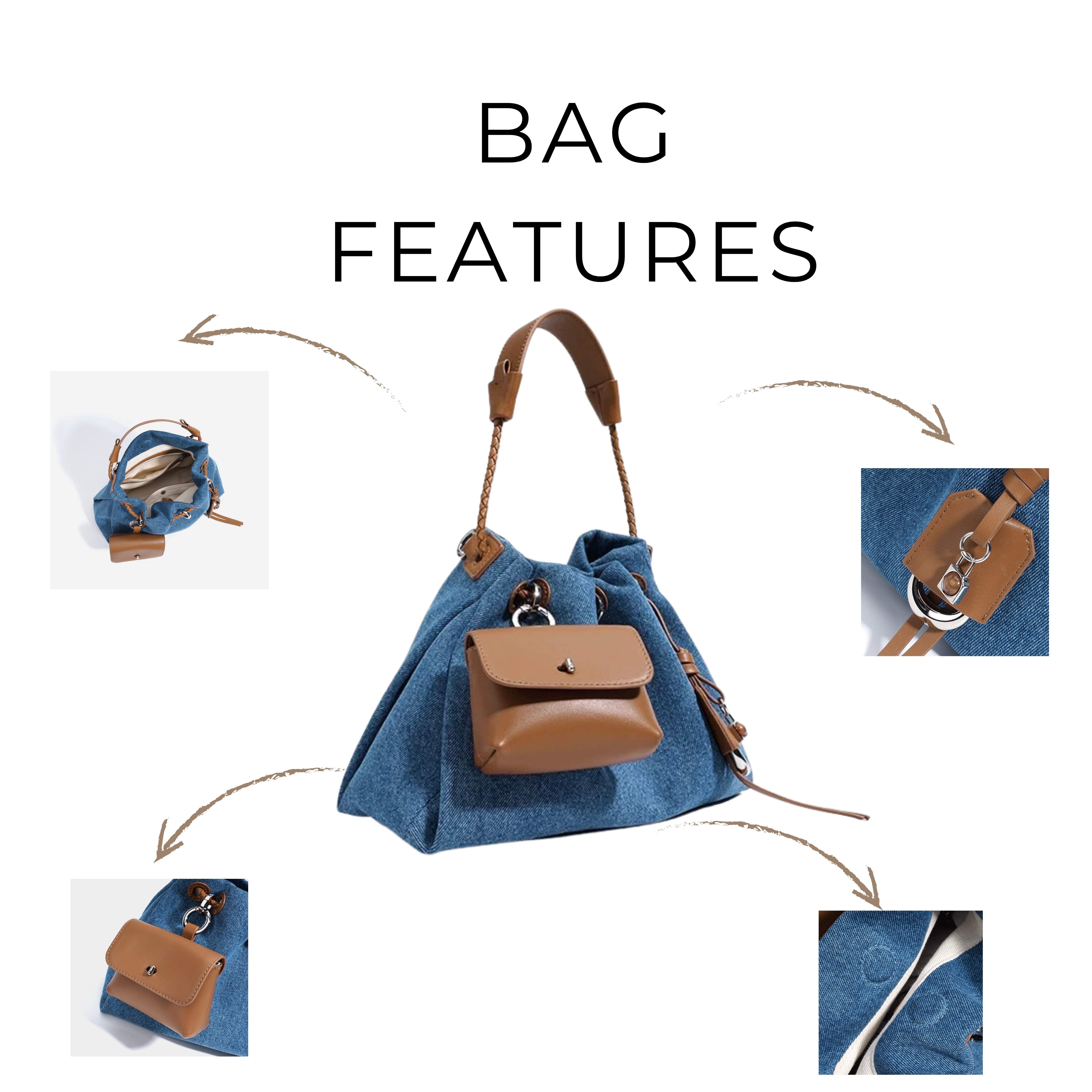 Irene– Unique Denim & Leather Hobo Bag