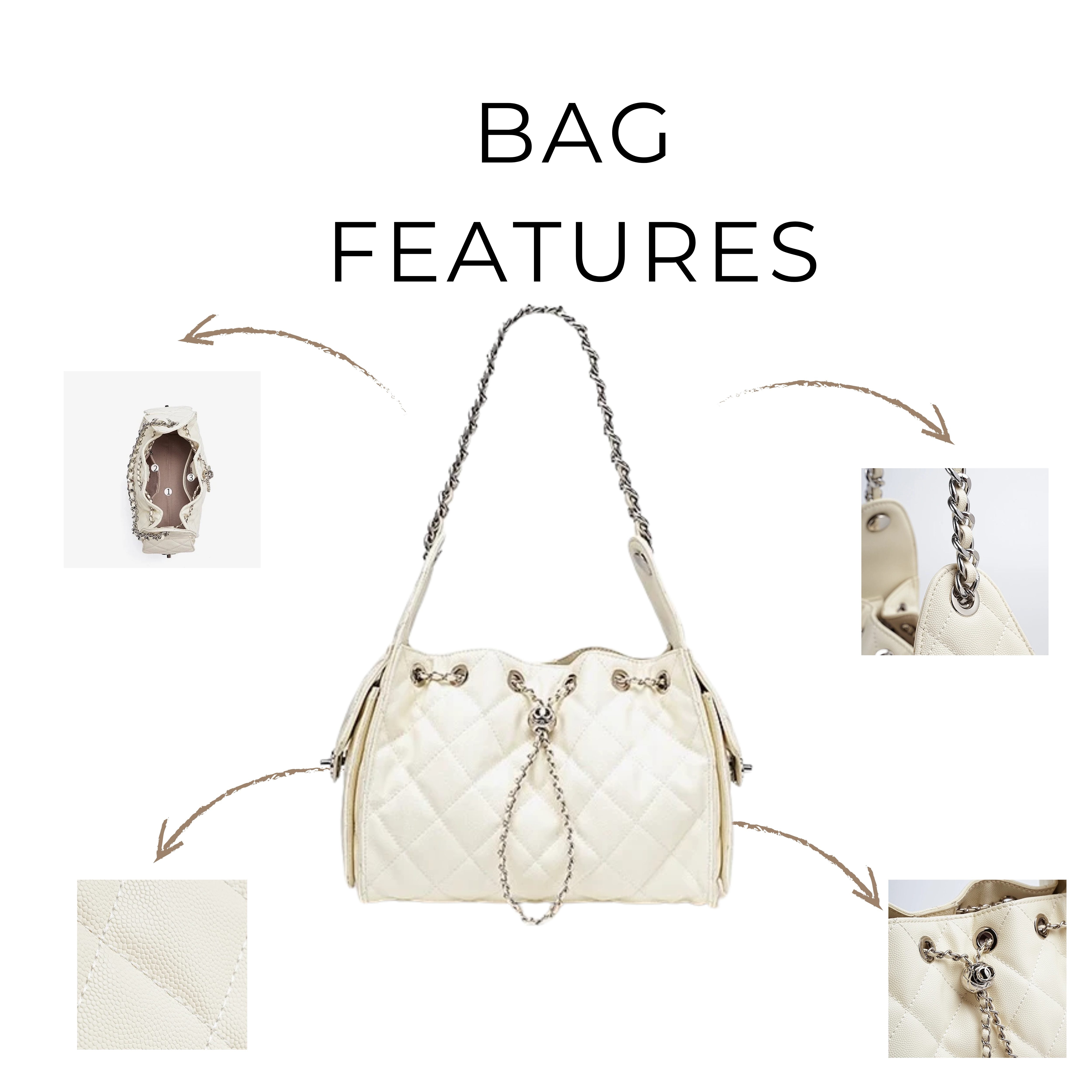 Irene – Classic Caviar Pattern Leather Bucket Crossbody Bag