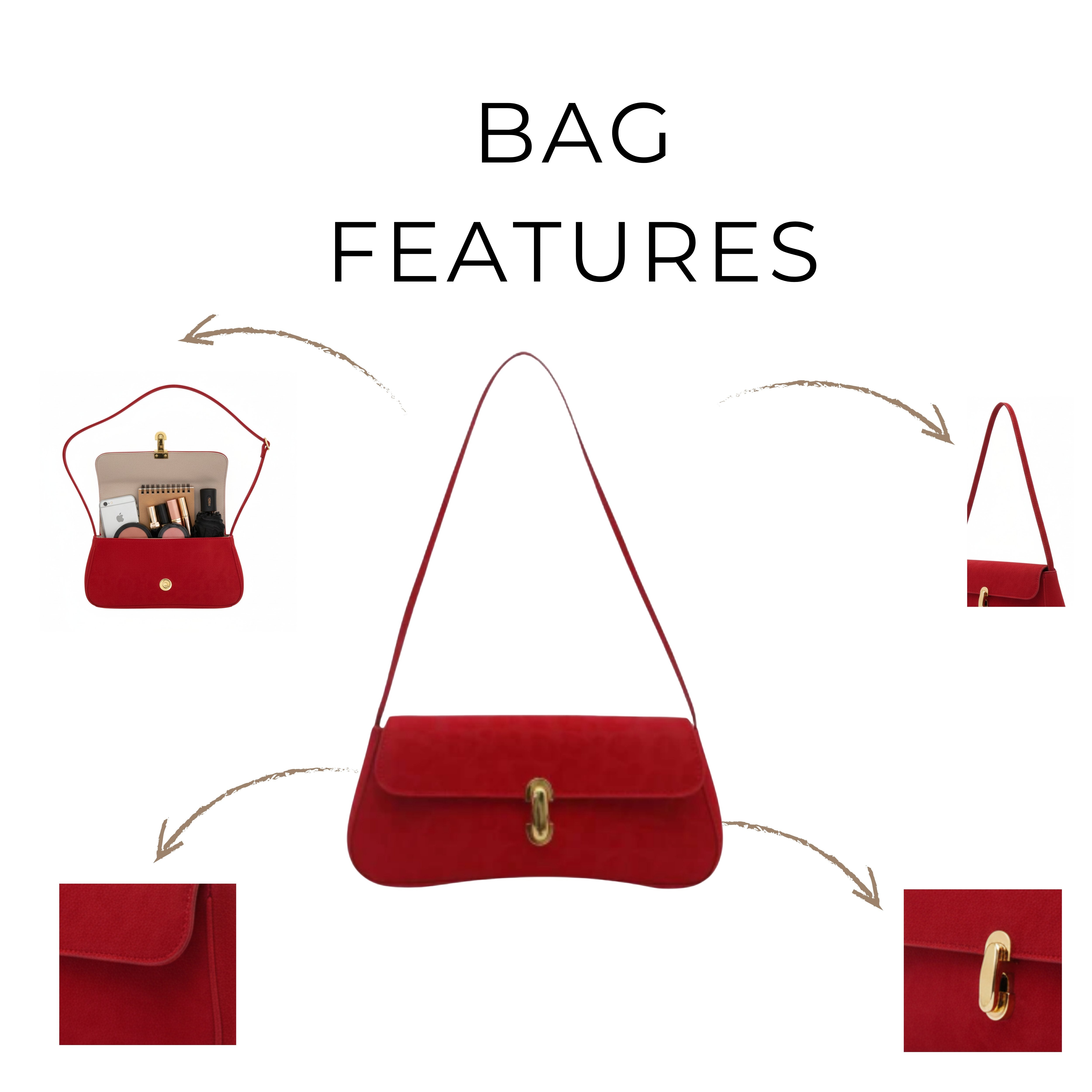 Irene – Retro Flap Accent Faux Leather Shoulder Bag