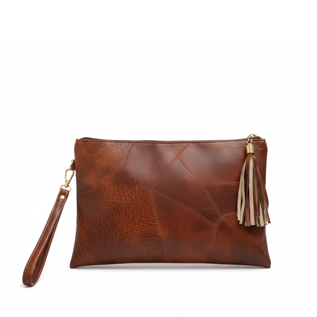 Irene – Retro Chic Embossed Leather Wristlet Bag