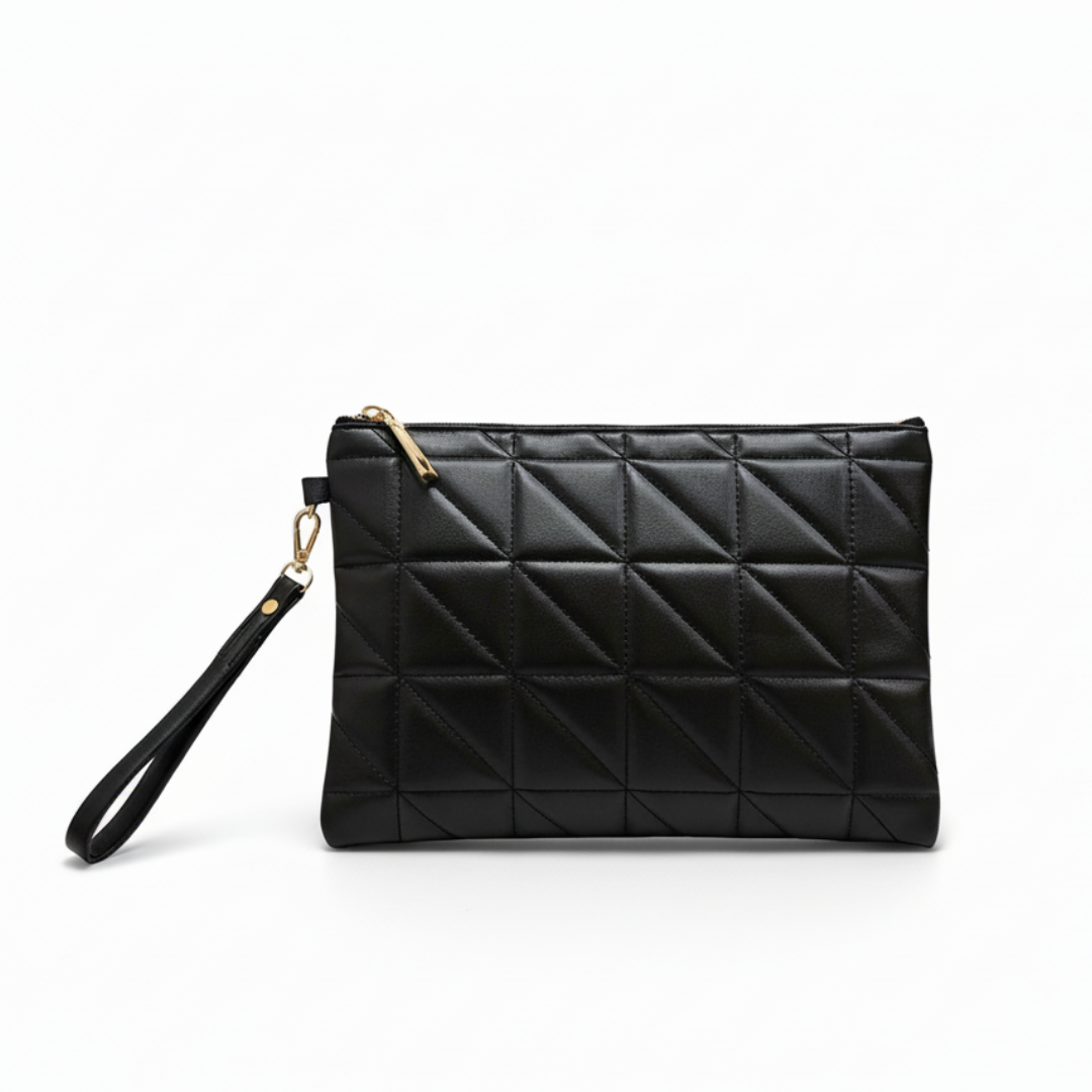 Irene – Retro Chic Embossed Leather Wristlet Bag