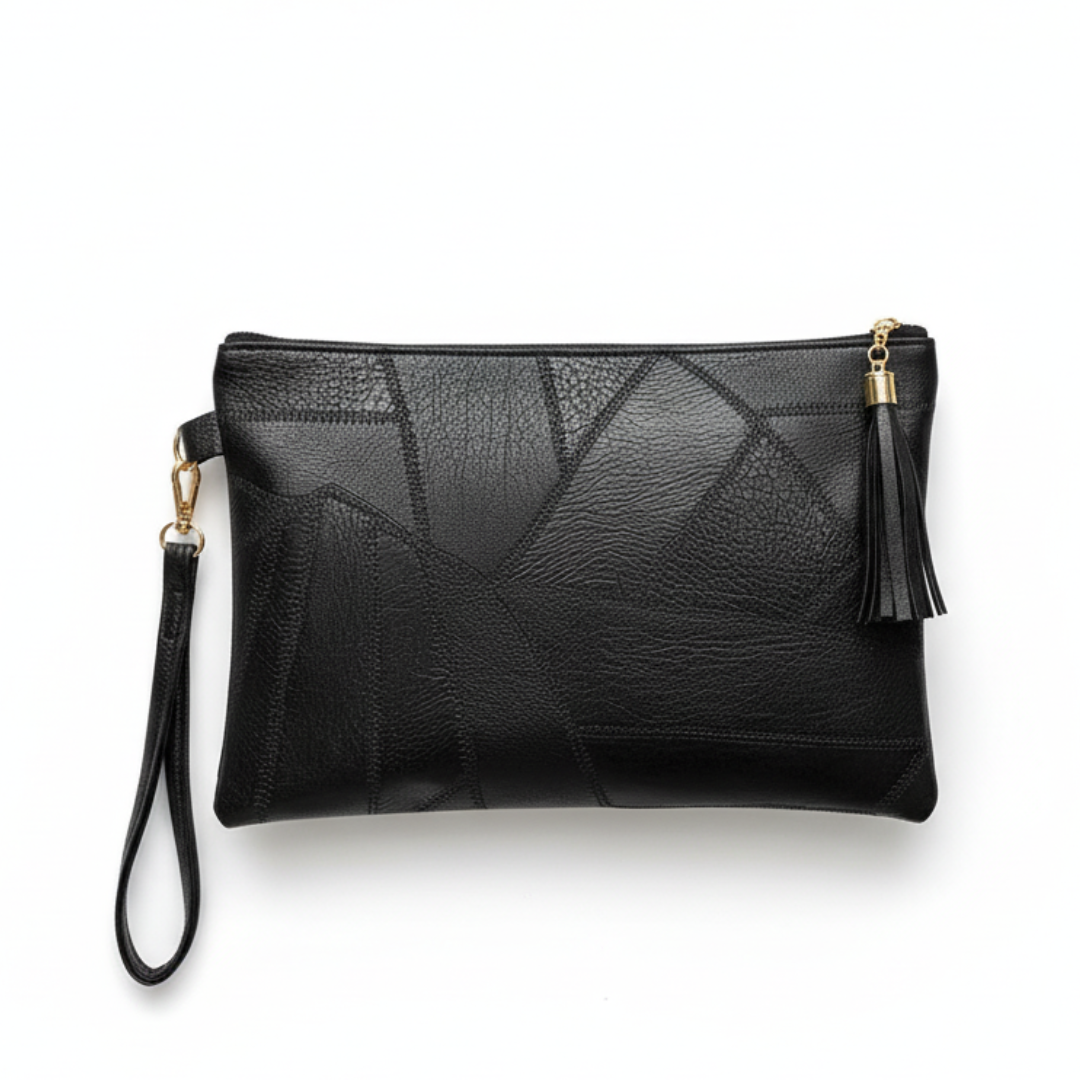 Irene – Retro Chic Embossed Leather Wristlet Bag