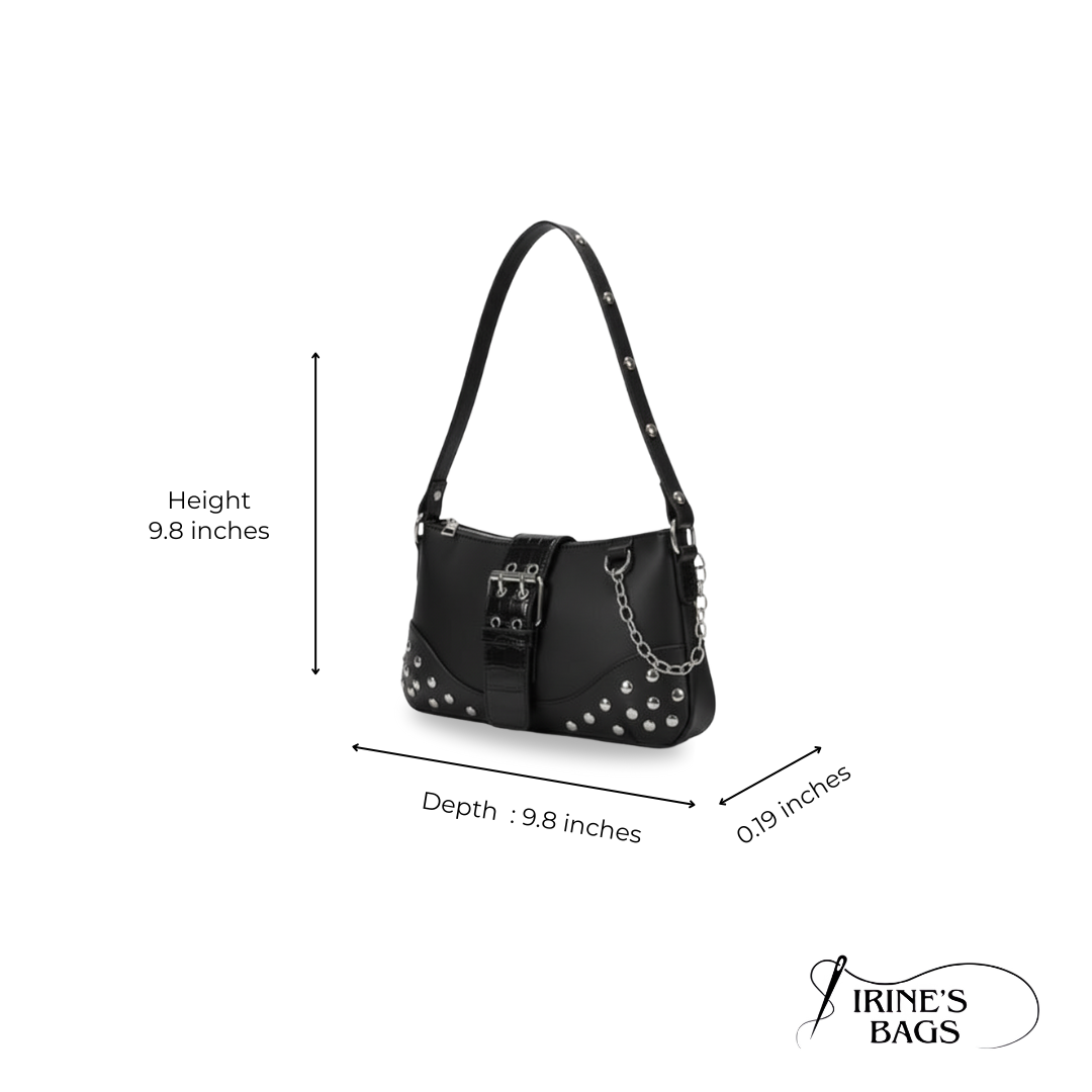 Irene – Vintage Crescent Leather Motorcycle Shoulder Bag