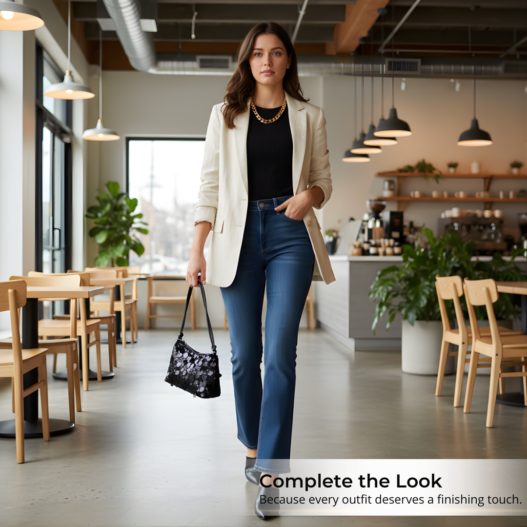 Irene – Mini Leather Shoulder Bag with Gold-Tone Design