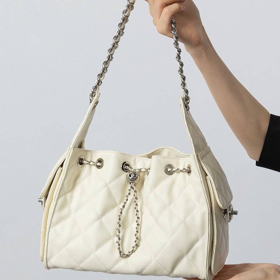 Irene – Genuine Leather Caviar Pattern Shoulder & Crossbody Bag