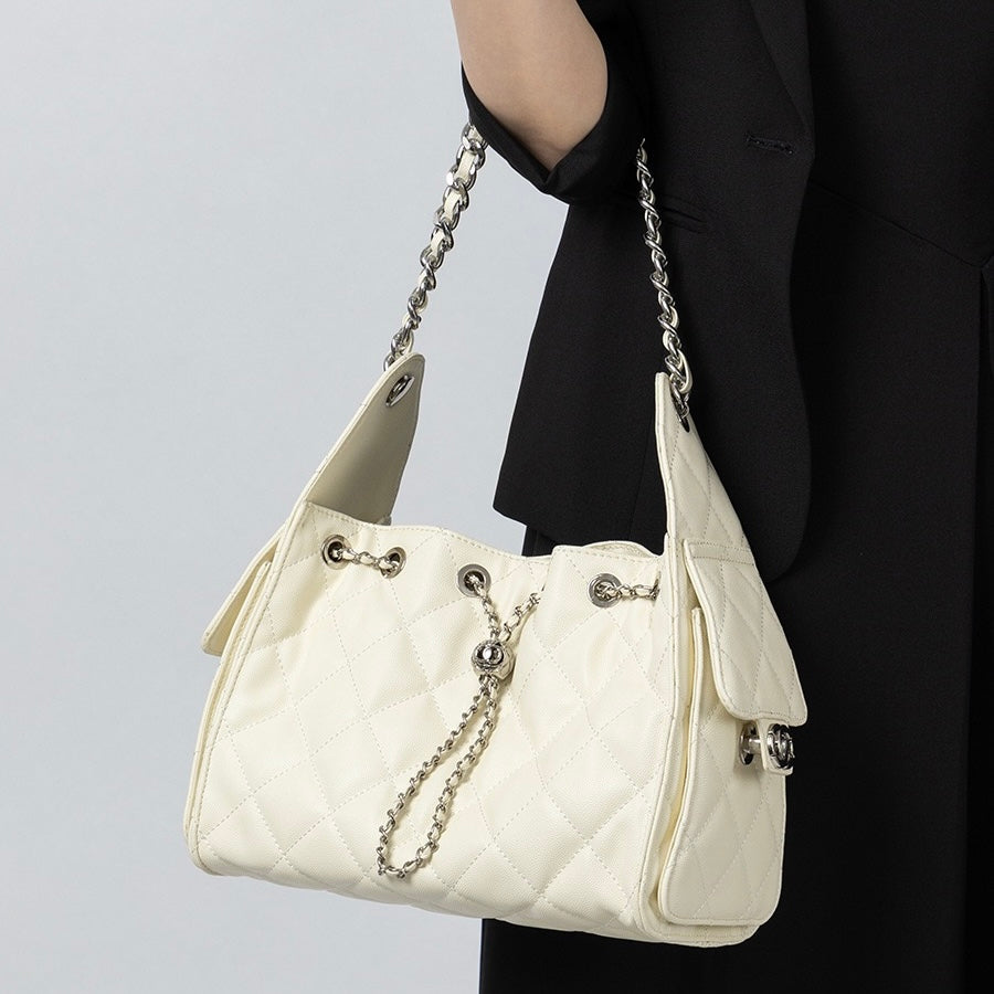Irene – Genuine Leather Caviar Pattern Shoulder & Crossbody Bag