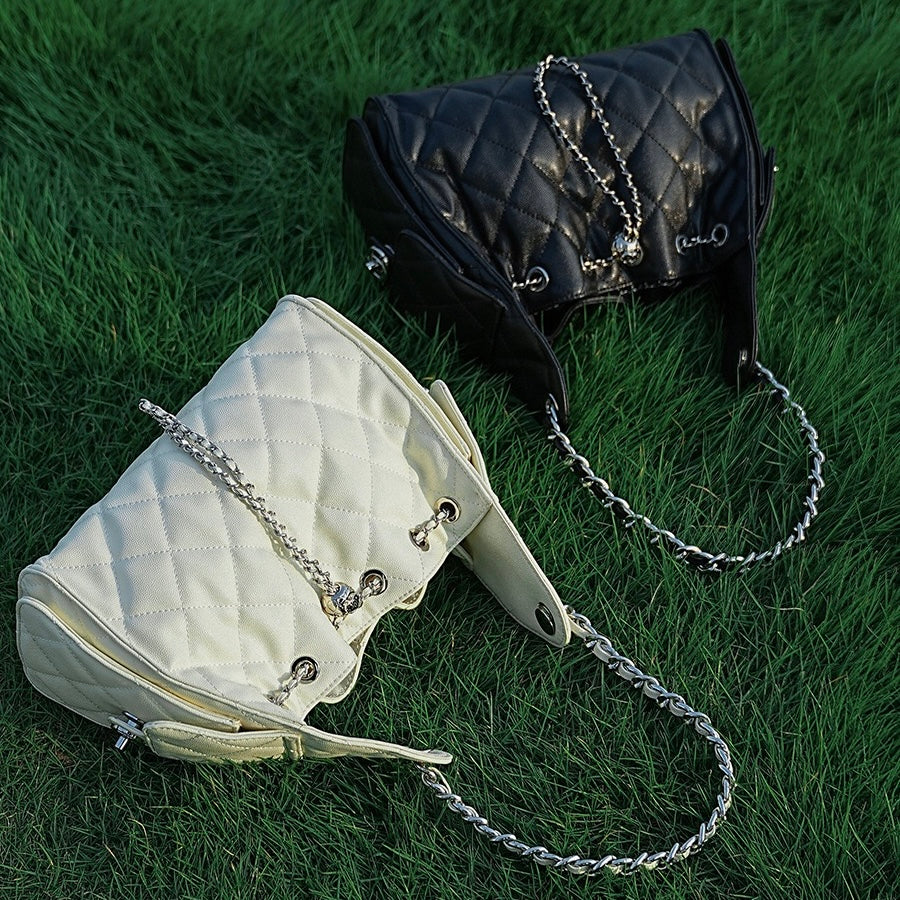 Irene – Genuine Leather Caviar Pattern Shoulder & Crossbody Bag