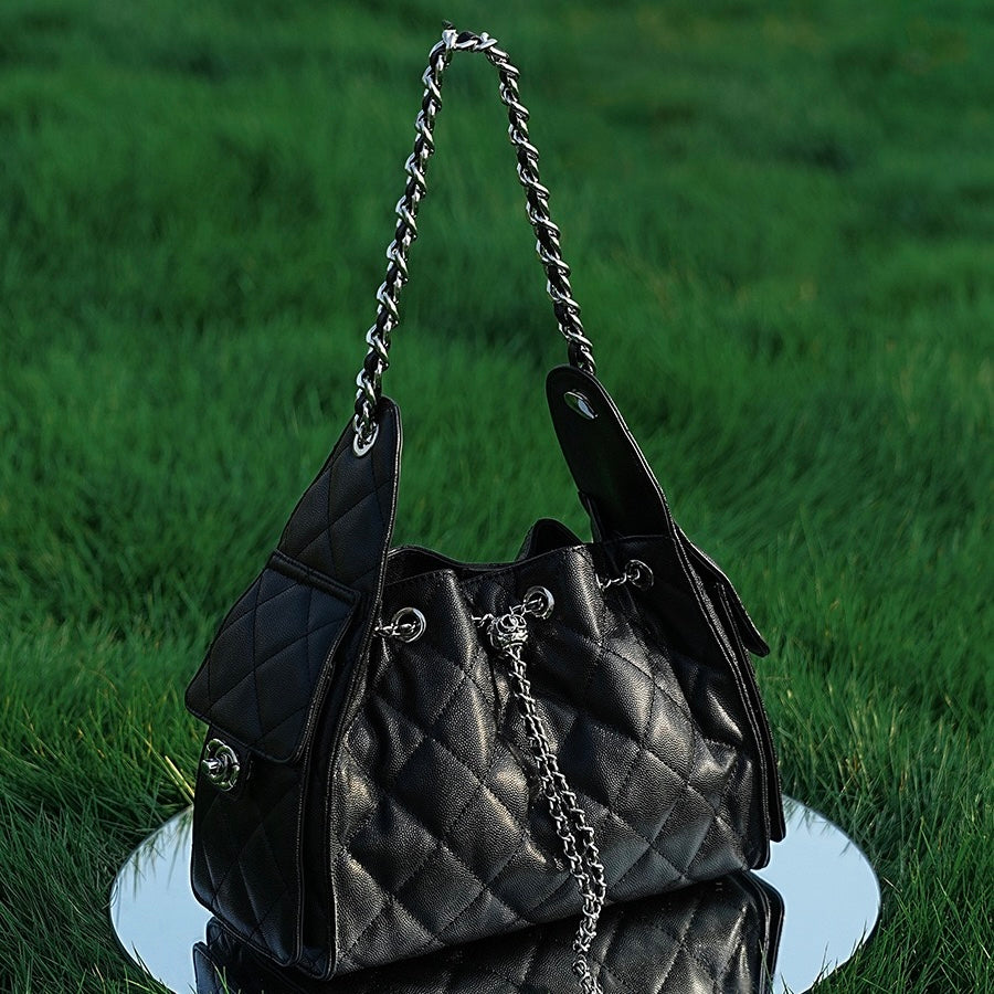 Irene – Genuine Leather Caviar Pattern Shoulder & Crossbody Bag