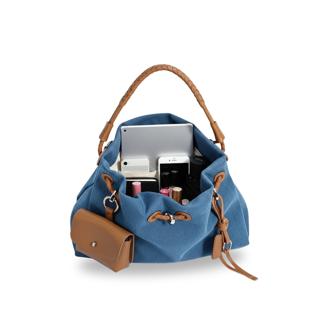 Irene – Hobo Bag in Premium Leather and Denim
