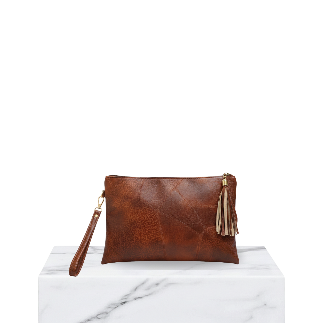 Irene – Retro Chic Embossed Leather Wristlet Bag