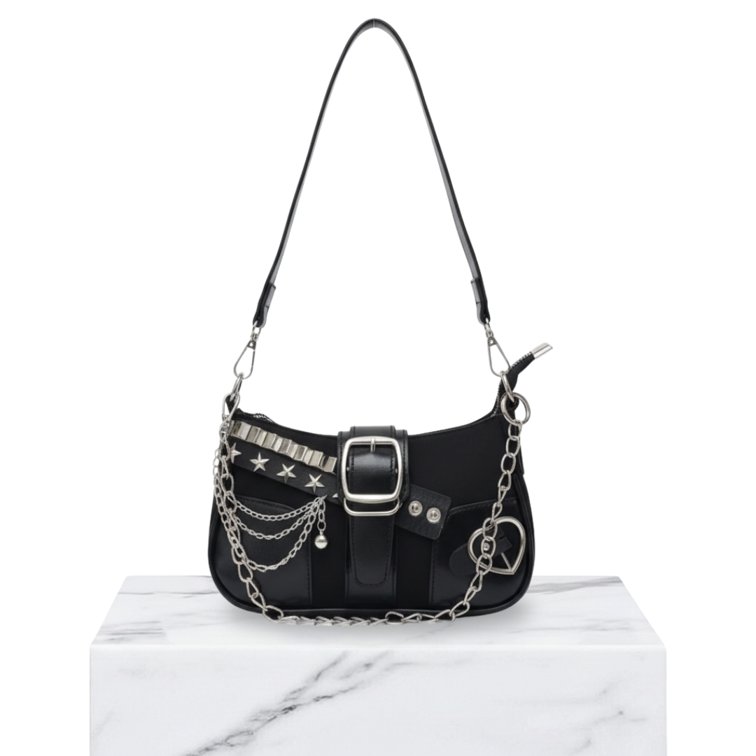 Irene – Star & Moon Leather Chain Crossbody Bag