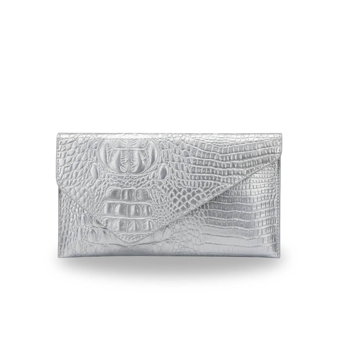 Irene – Leather PU Clutch Bag with Elegant Crocodile Print