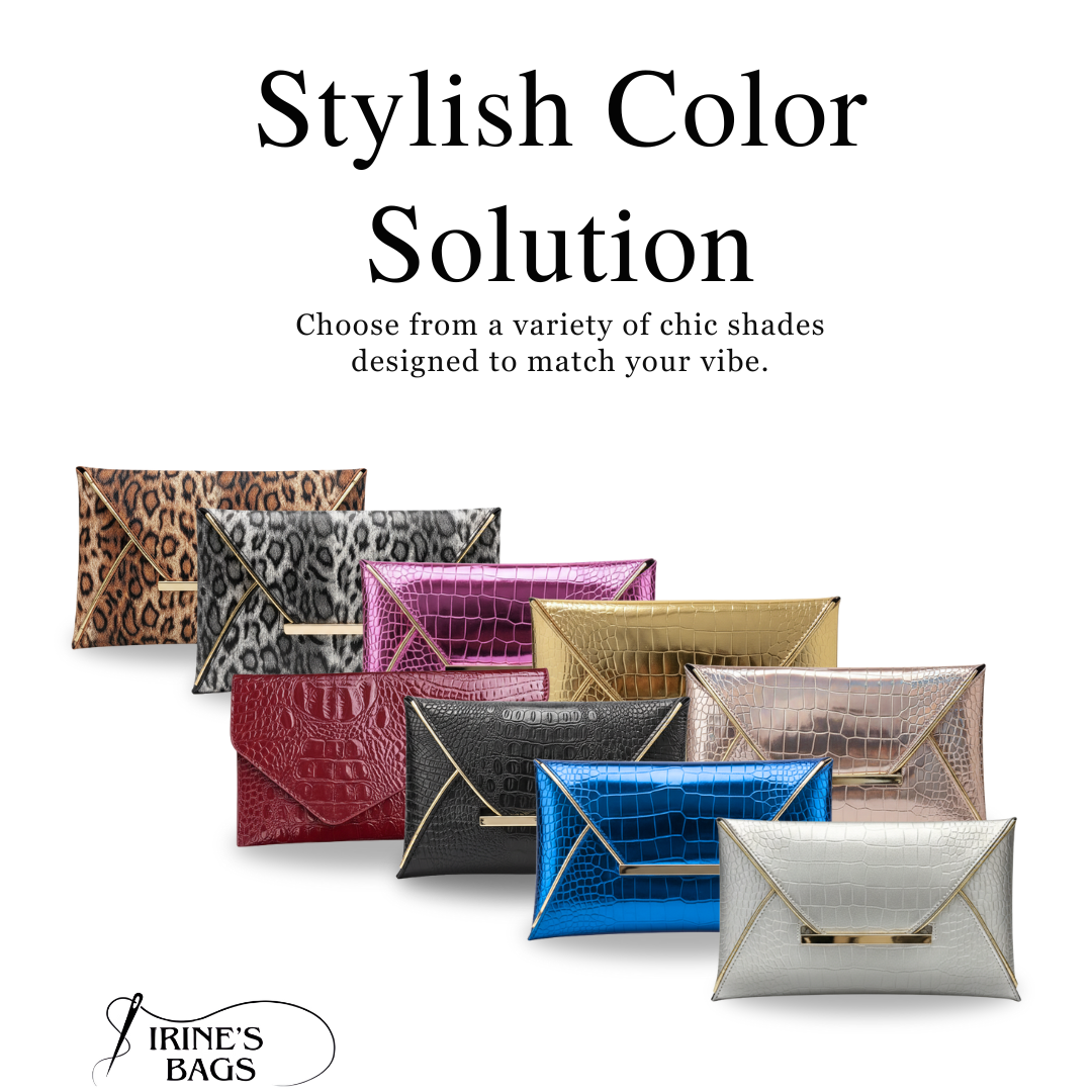 Irene – Leather PU Clutch Bag with Elegant Crocodile Print