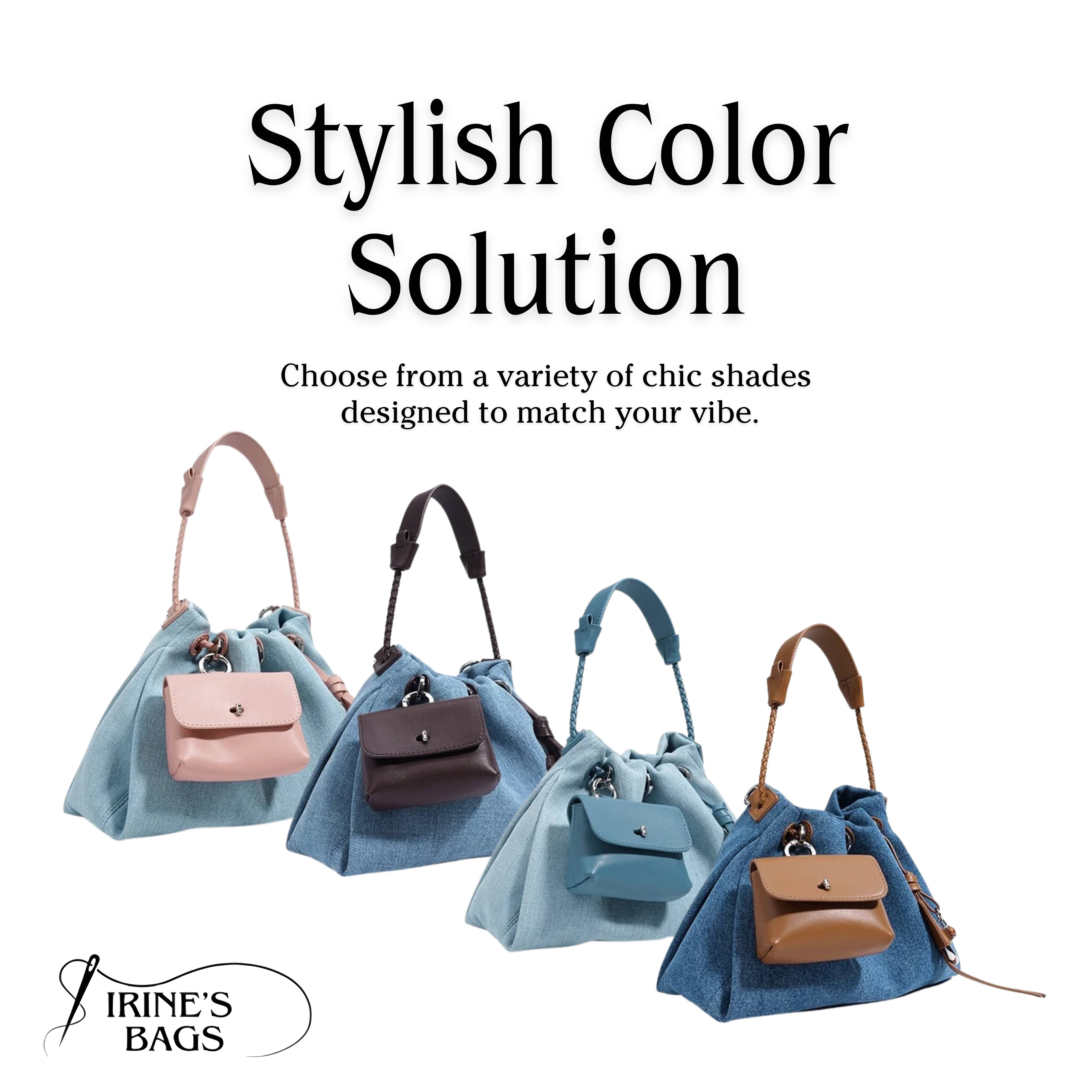 Irene– Unique Denim & Leather Hobo Bag