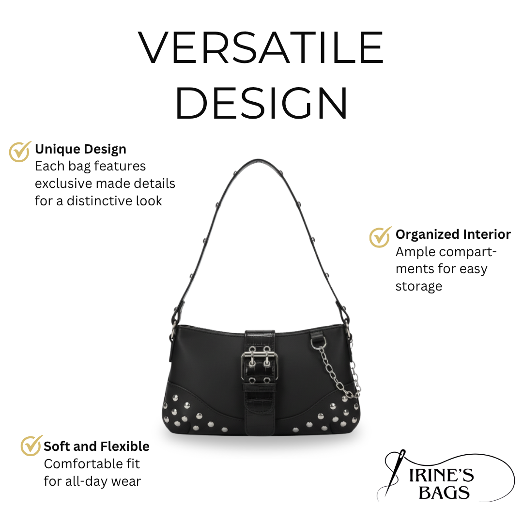 Irene – Vintage Crescent Leather Motorcycle Shoulder Bag