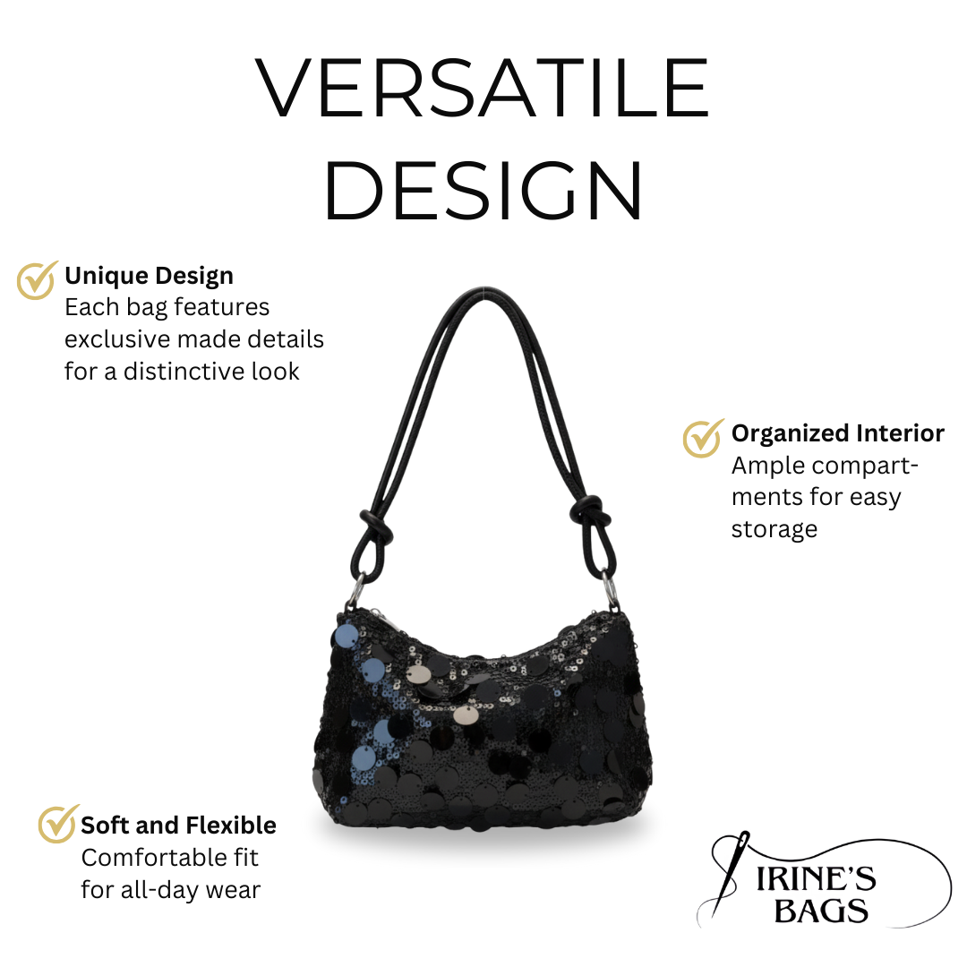 Irene – Mini Leather Shoulder Bag with Gold-Tone Design