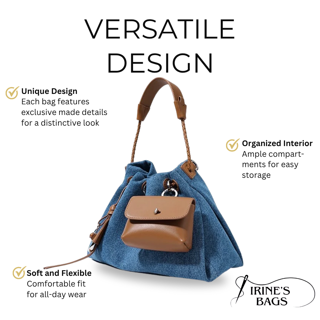Irene – Hobo Bag in Premium Leather and Denim