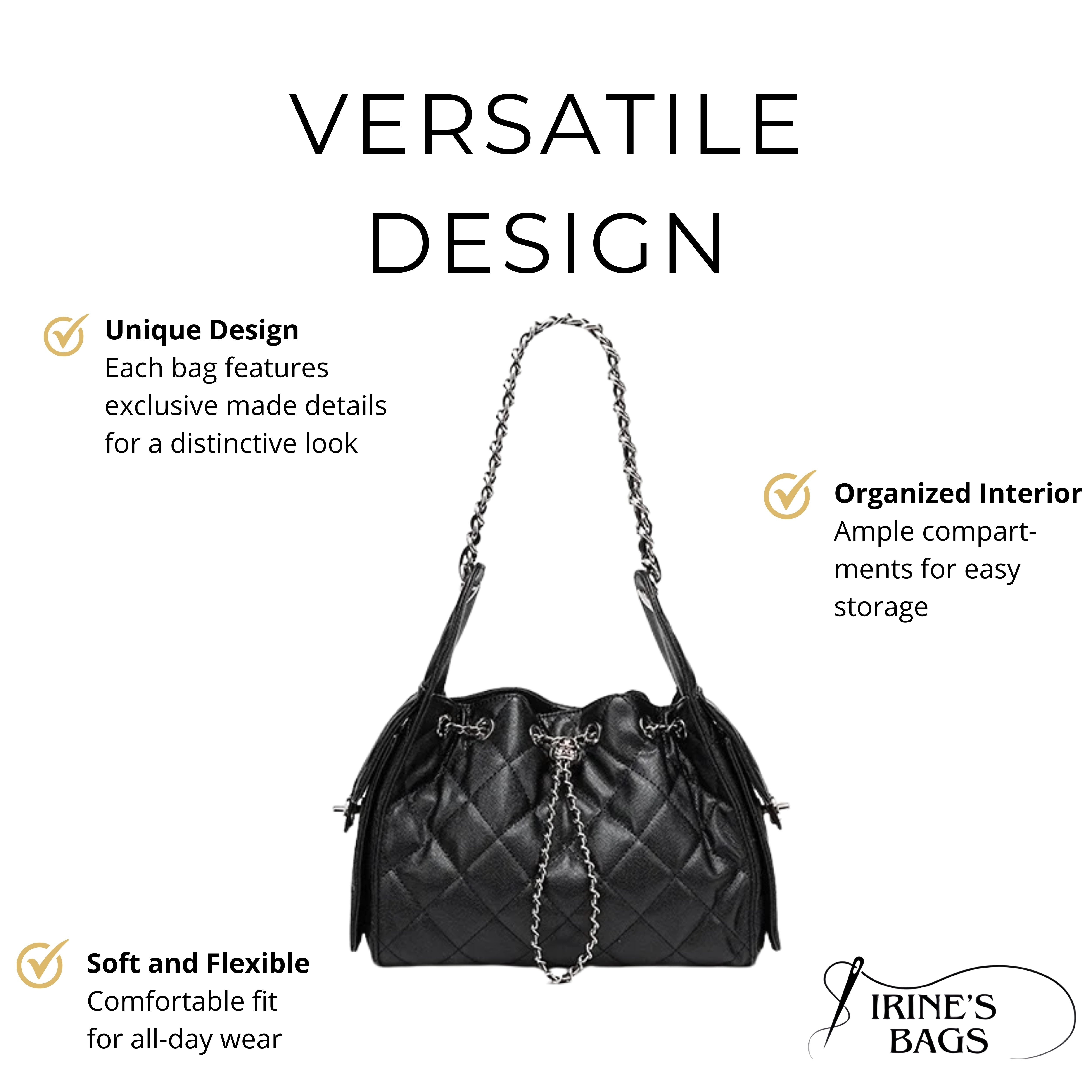 Irene – Classic Caviar Pattern Leather Bucket Crossbody Bag