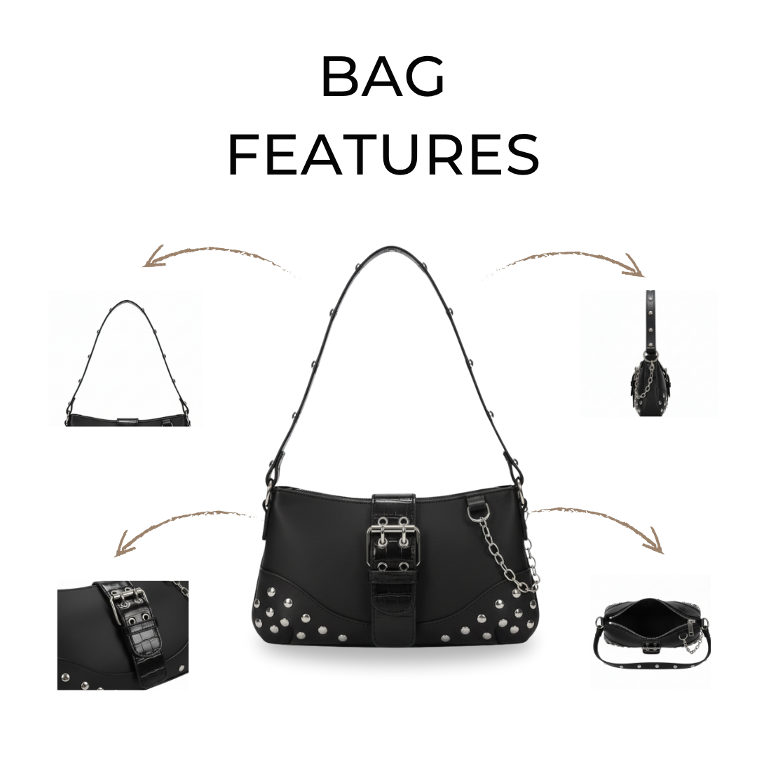 Irene – Vintage Crescent Leather Motorcycle Shoulder Bag