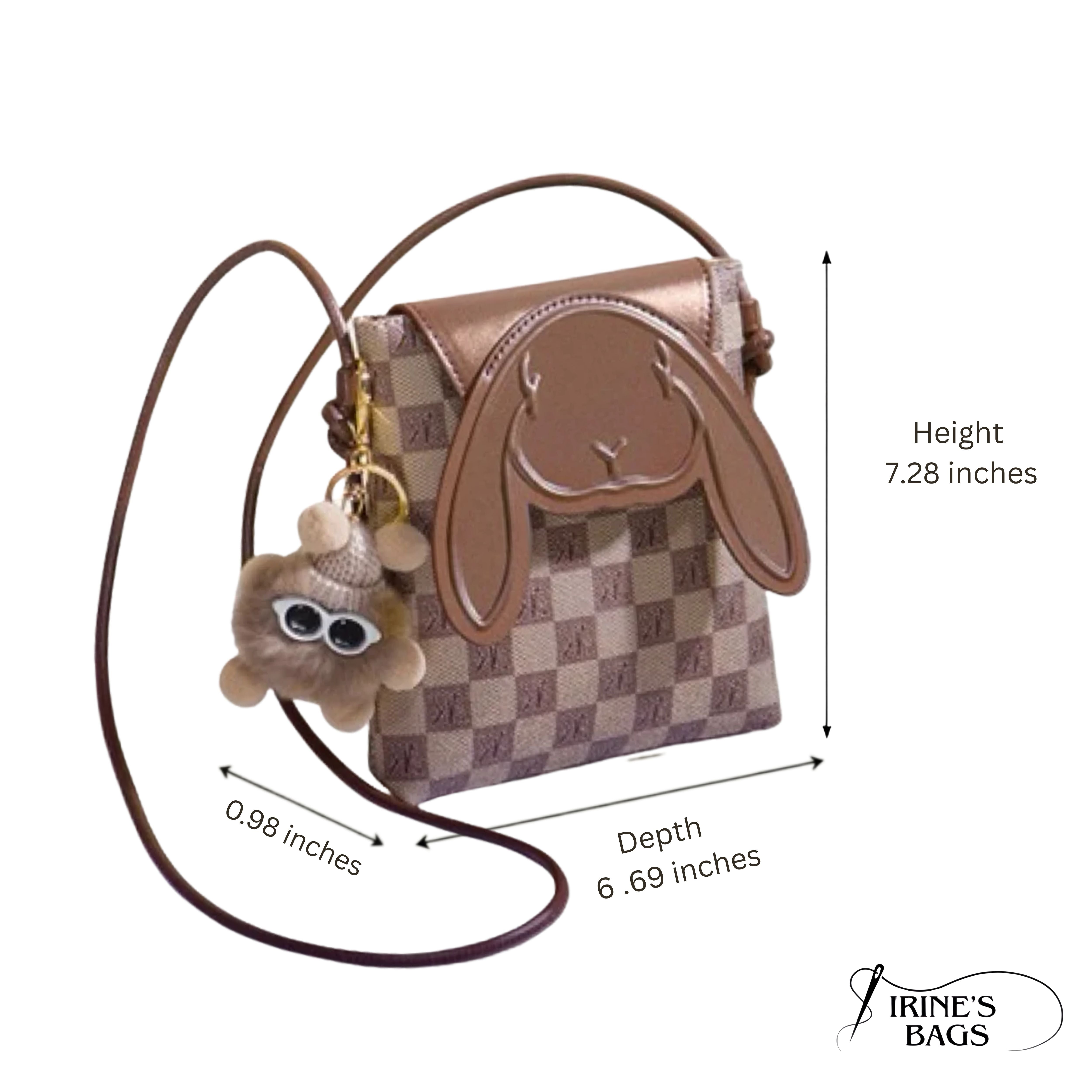 Irene - Rabbit Genuine Leather Mini Crossbody Phone Bag