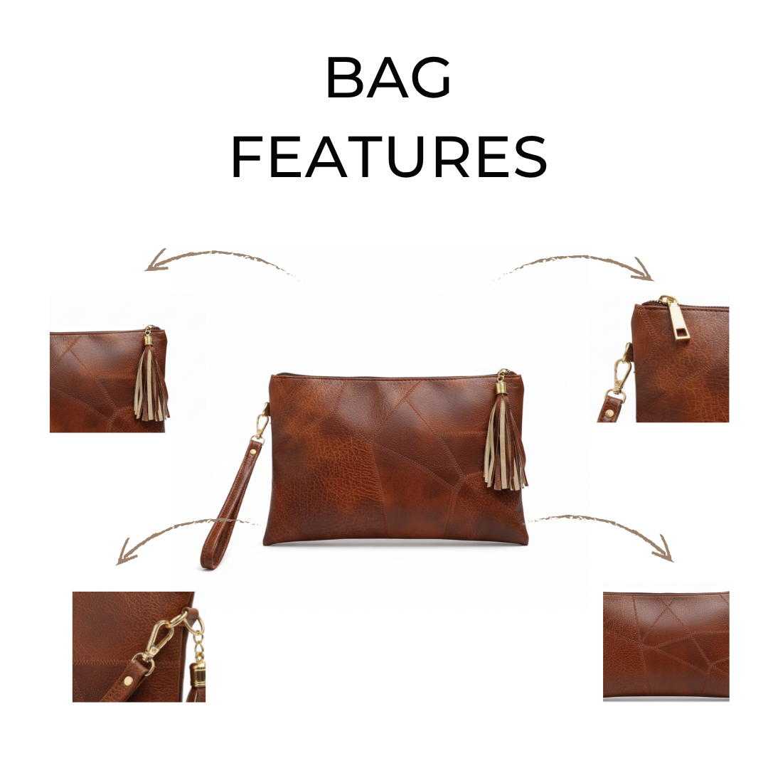 Irene – Retro Chic Embossed Leather Wristlet Bag