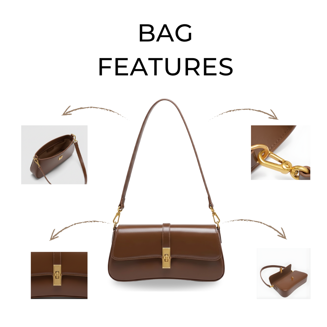 Irene – Premium Leather Vintage-Inspired Baguette Shoulder Bag