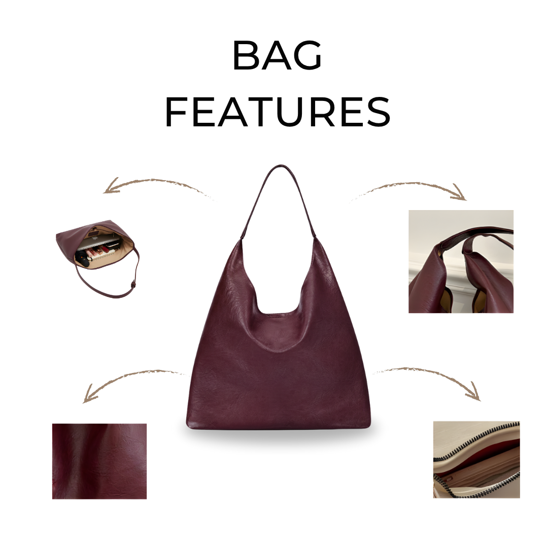 Irene – Solid Color Premium Leather 2-in-1 Commuter Tote Bag