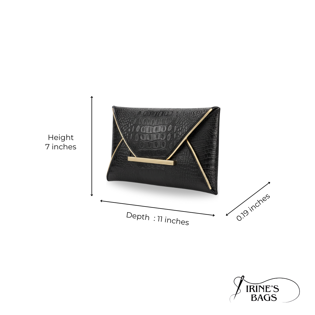 Irene – Leather PU Clutch Bag with Elegant Crocodile Print