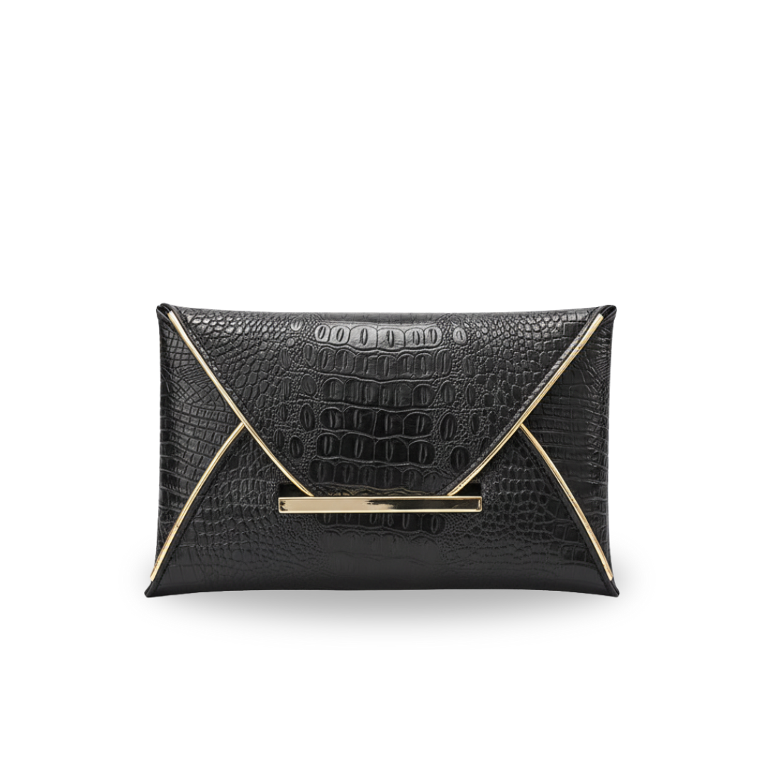 Irene – Leather PU Clutch Bag with Elegant Crocodile Print