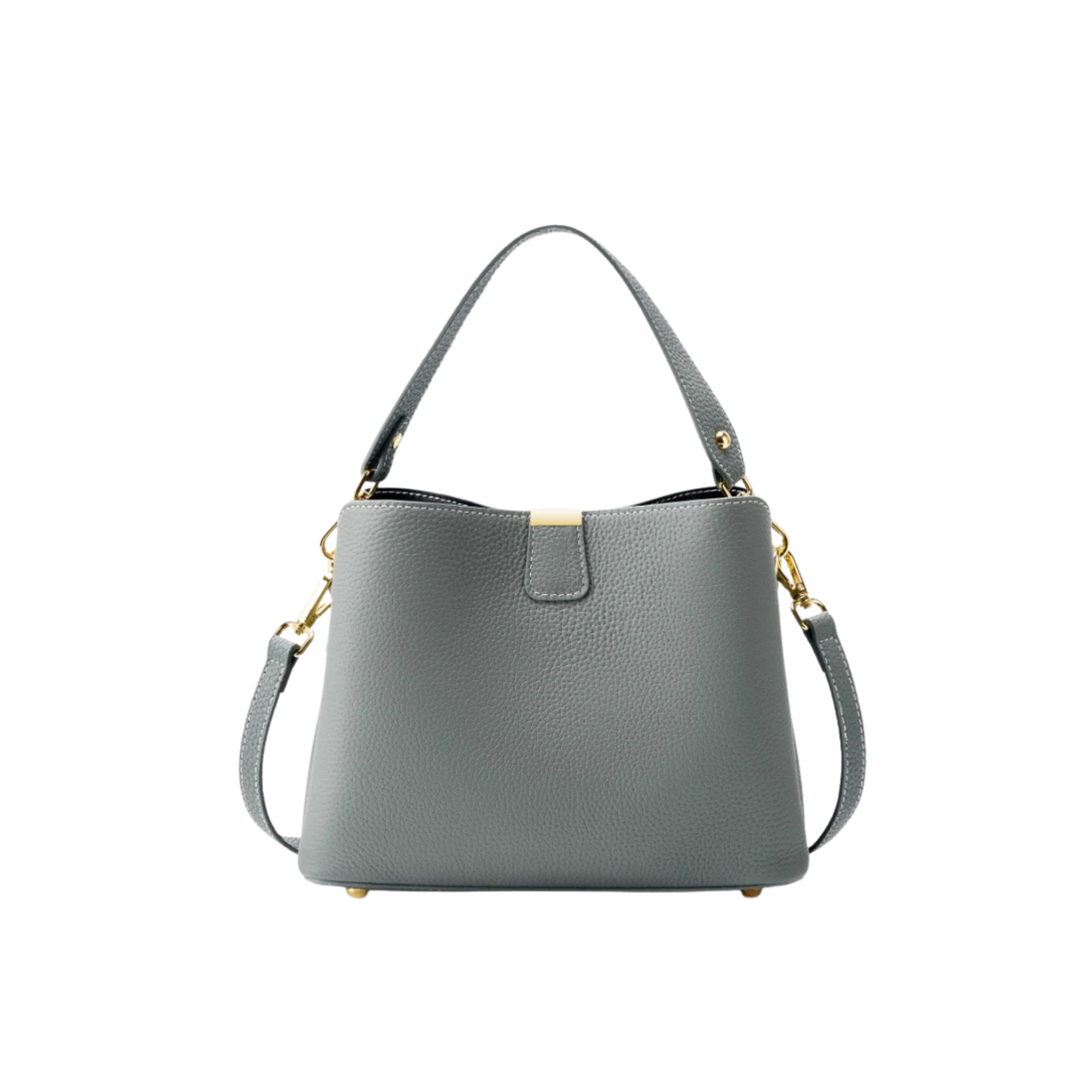 Irene – Classic Gold-Trim Genuine Leather Bucket Bag