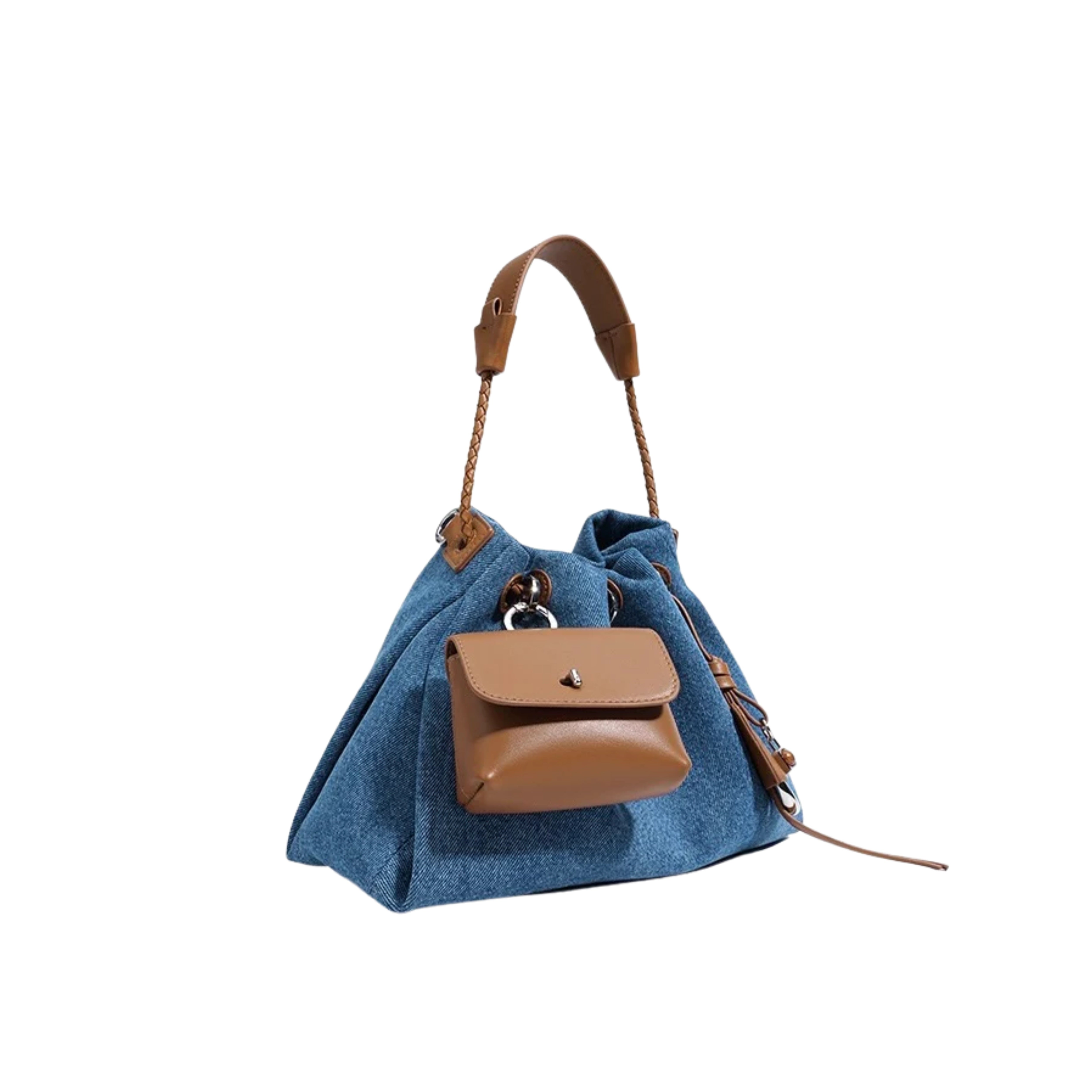 Irene– Unique Denim & Leather Hobo Bag