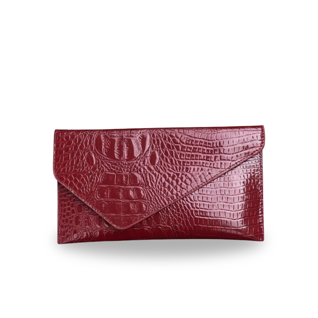 Irene – Leather PU Clutch Bag with Elegant Crocodile Print
