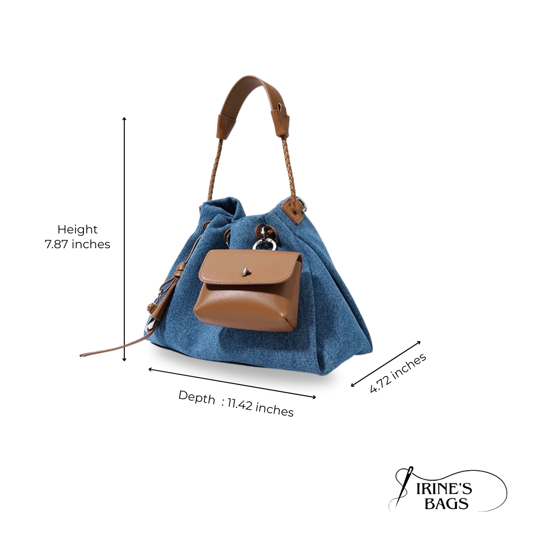 Irene – Hobo Bag in Premium Leather and Denim