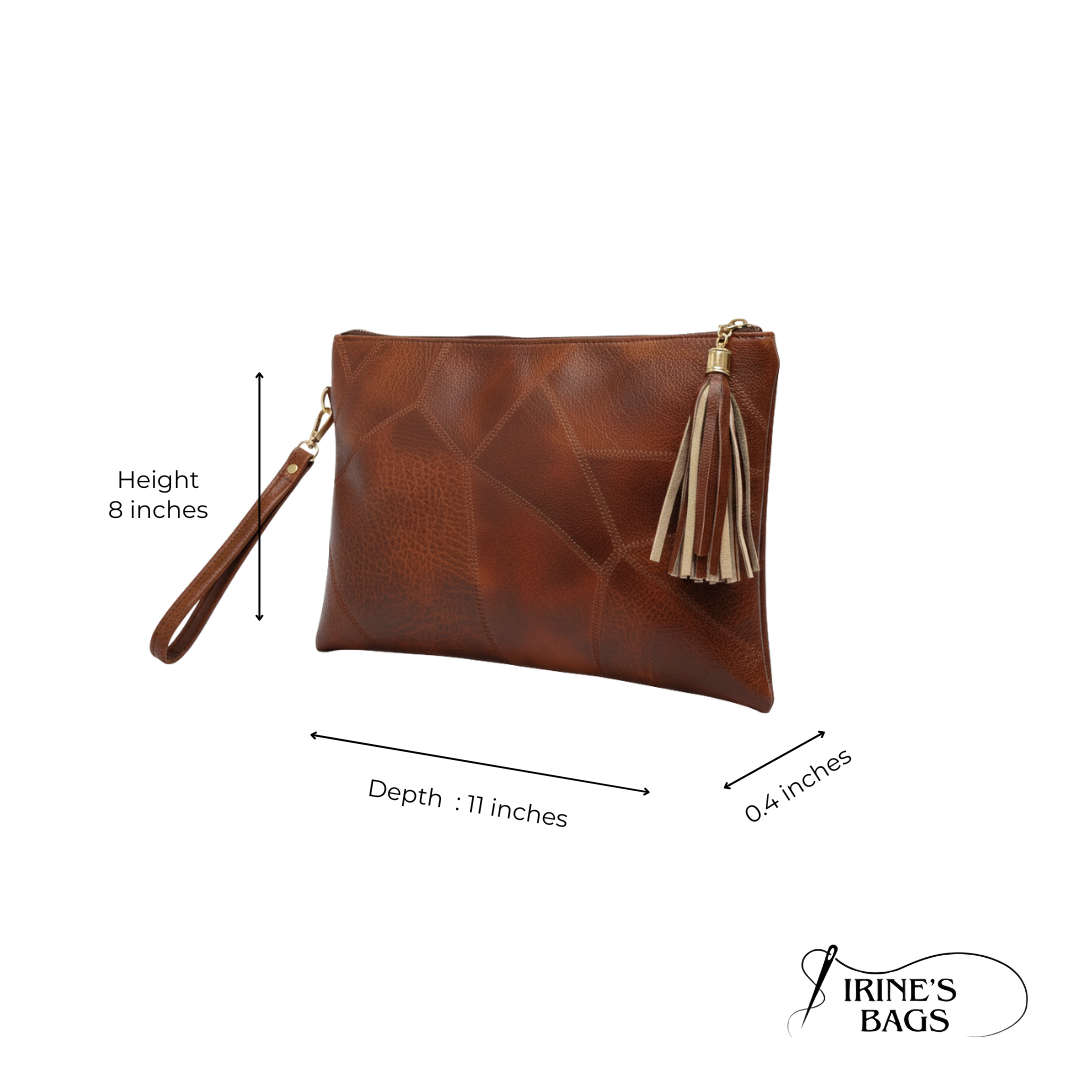 Irene – Retro Chic Embossed Leather Wristlet Bag