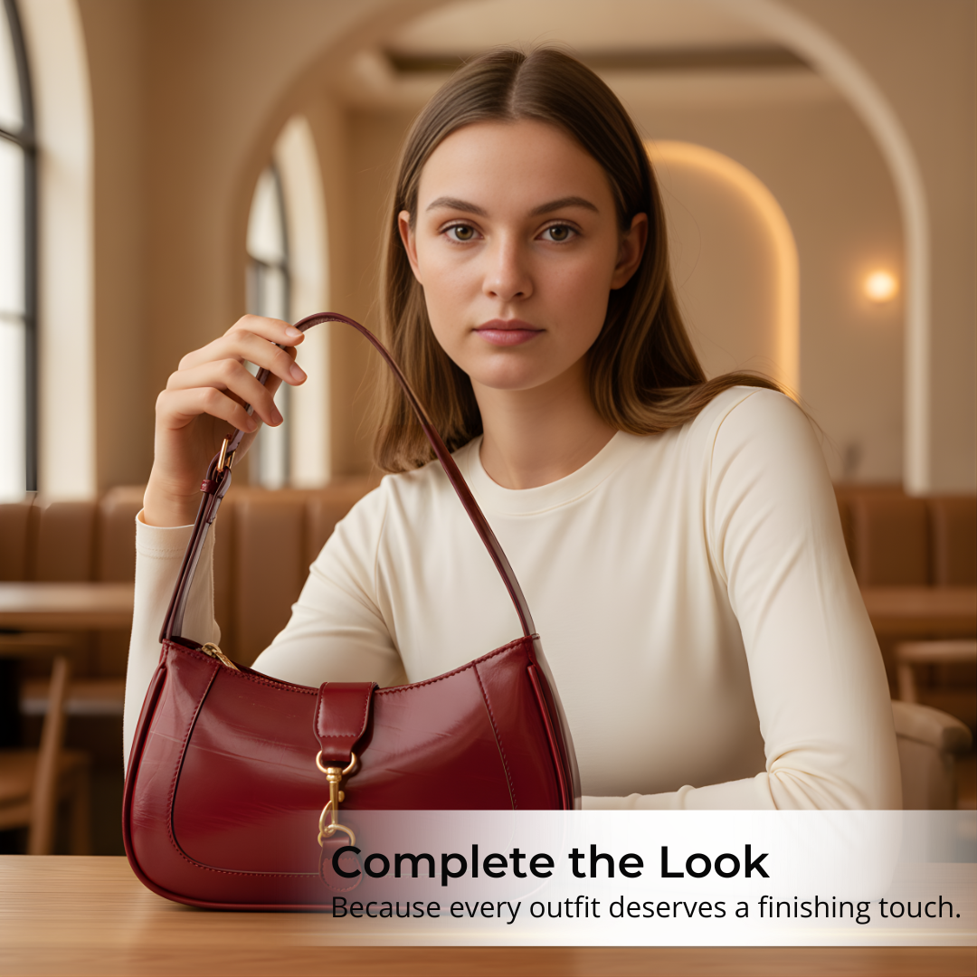 Irene – Premium Leather Minimalist Crescent-Shaped Shoulder Bag