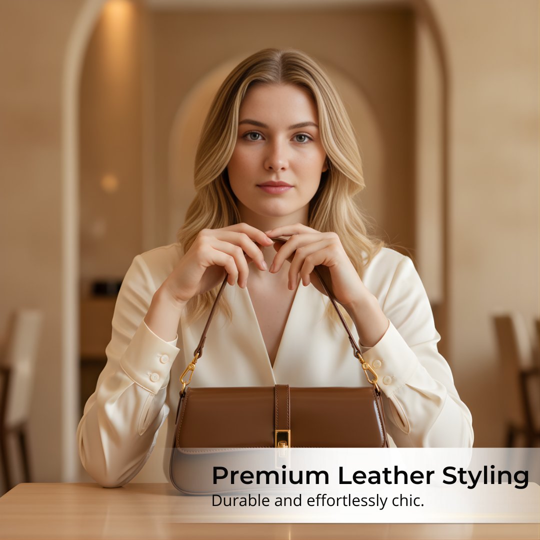 Irene – Premium Leather Vintage-Inspired Baguette Shoulder Bag