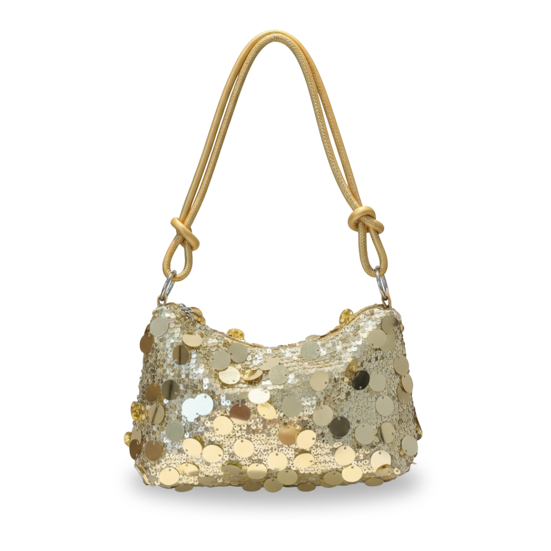 Irene – Mini Leather Shoulder Bag with Gold-Tone Design