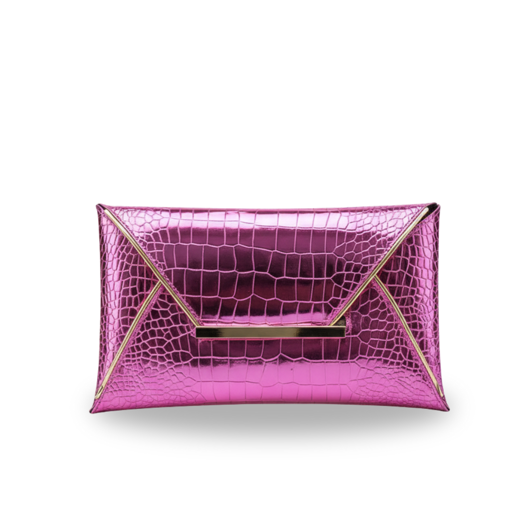 Irene – Leather PU Clutch Bag with Elegant Crocodile Print