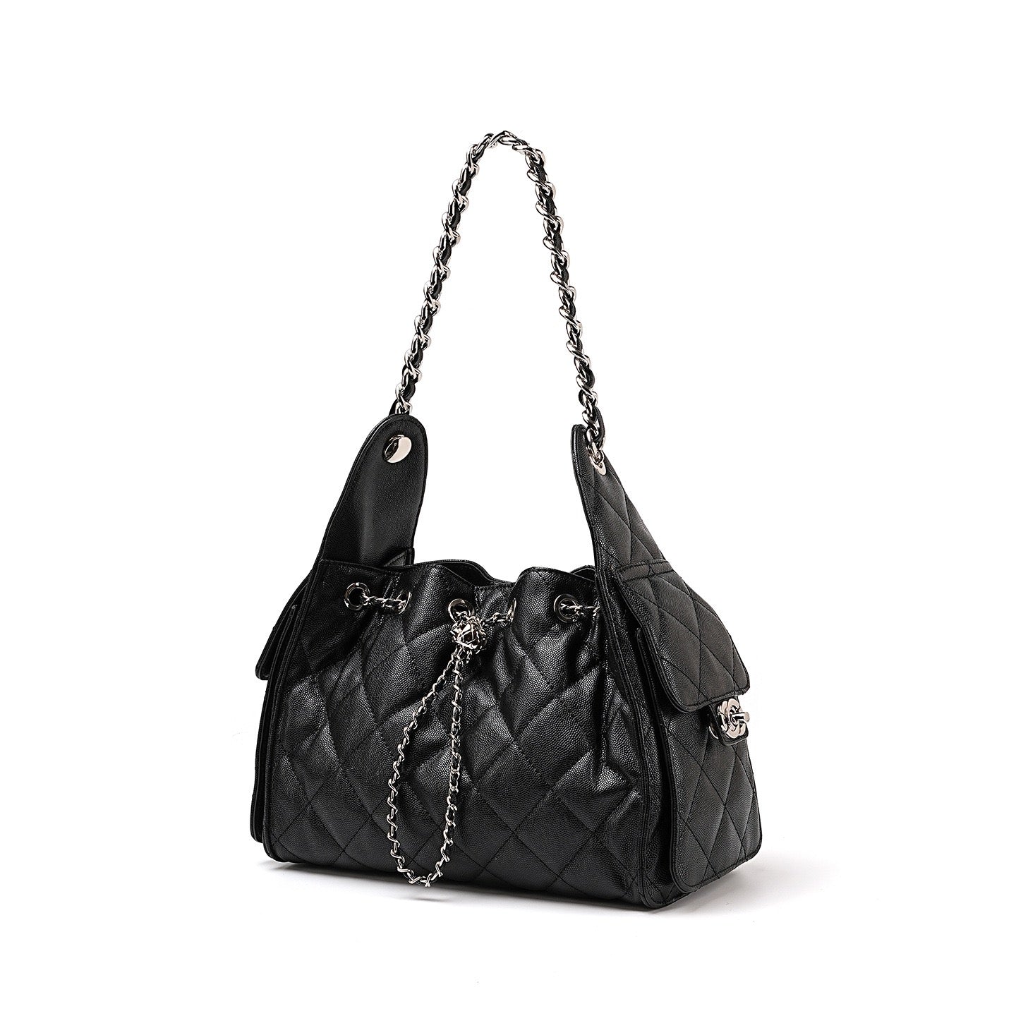 Irene – Genuine Leather Caviar Pattern Shoulder & Crossbody Bag