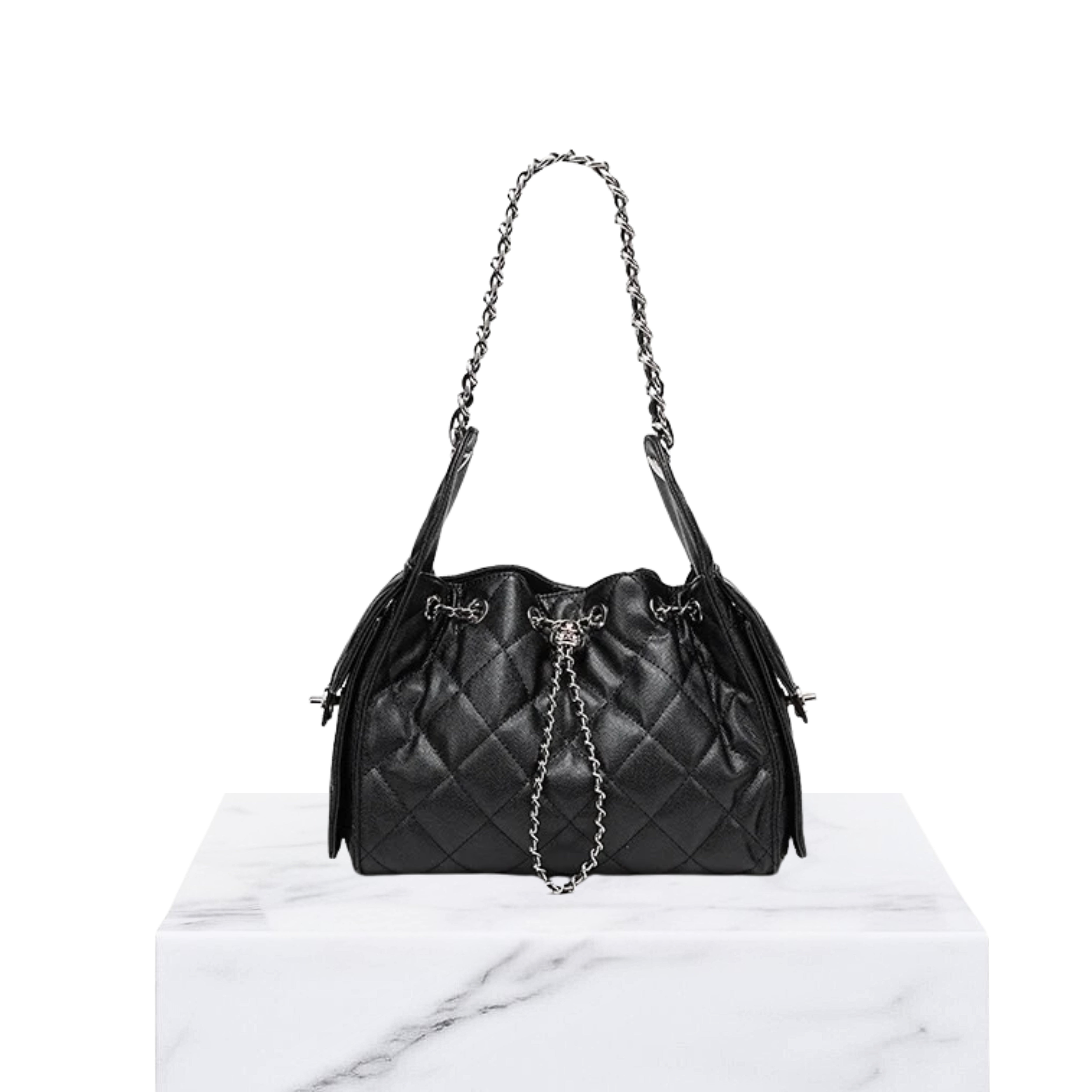 Irene – Classic Caviar Pattern Leather Bucket Crossbody Bag
