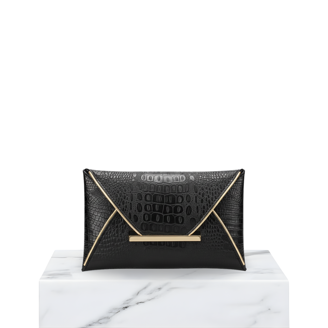 Irene – Leather PU Clutch Bag with Elegant Crocodile Print