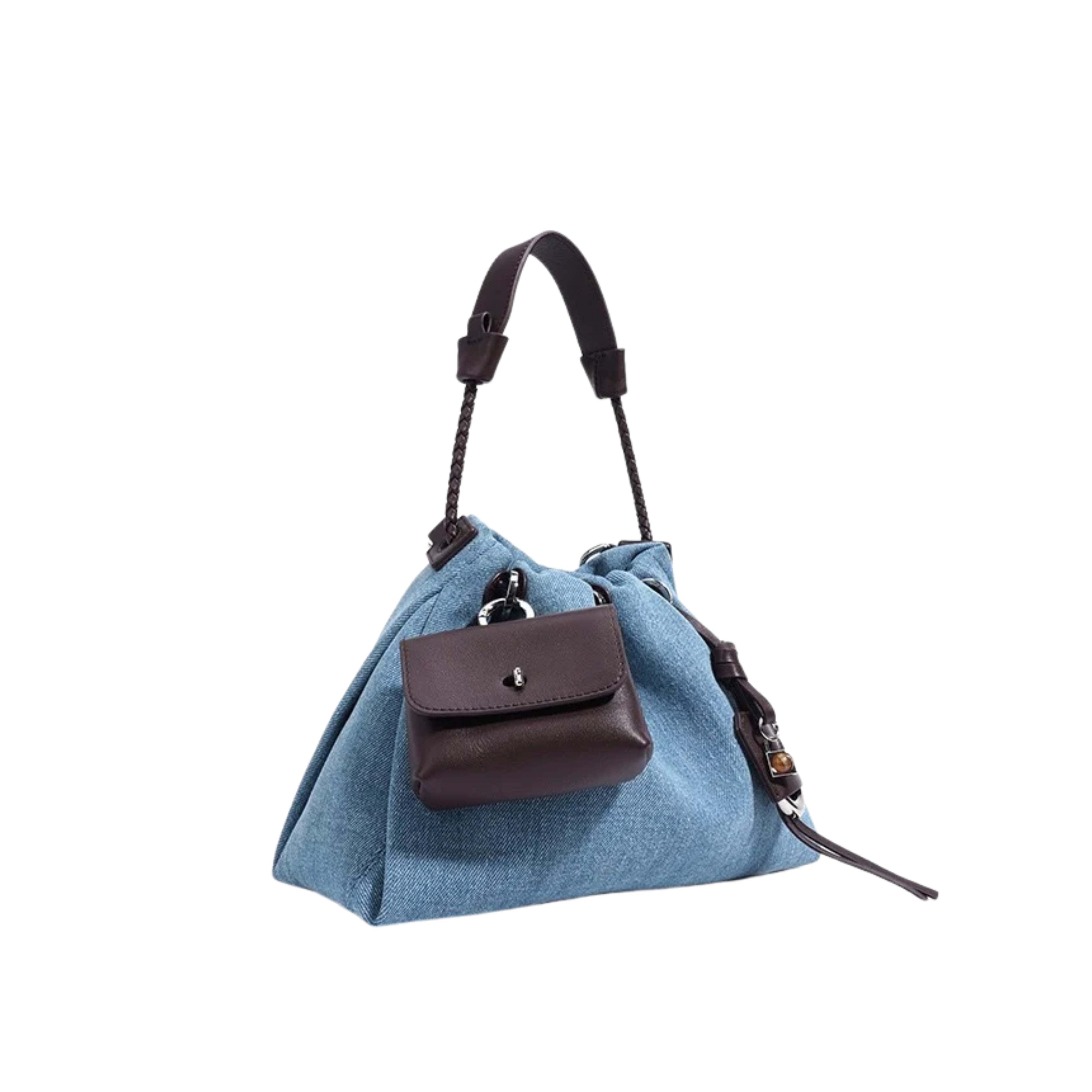 Irene– Unique Denim & Leather Hobo Bag